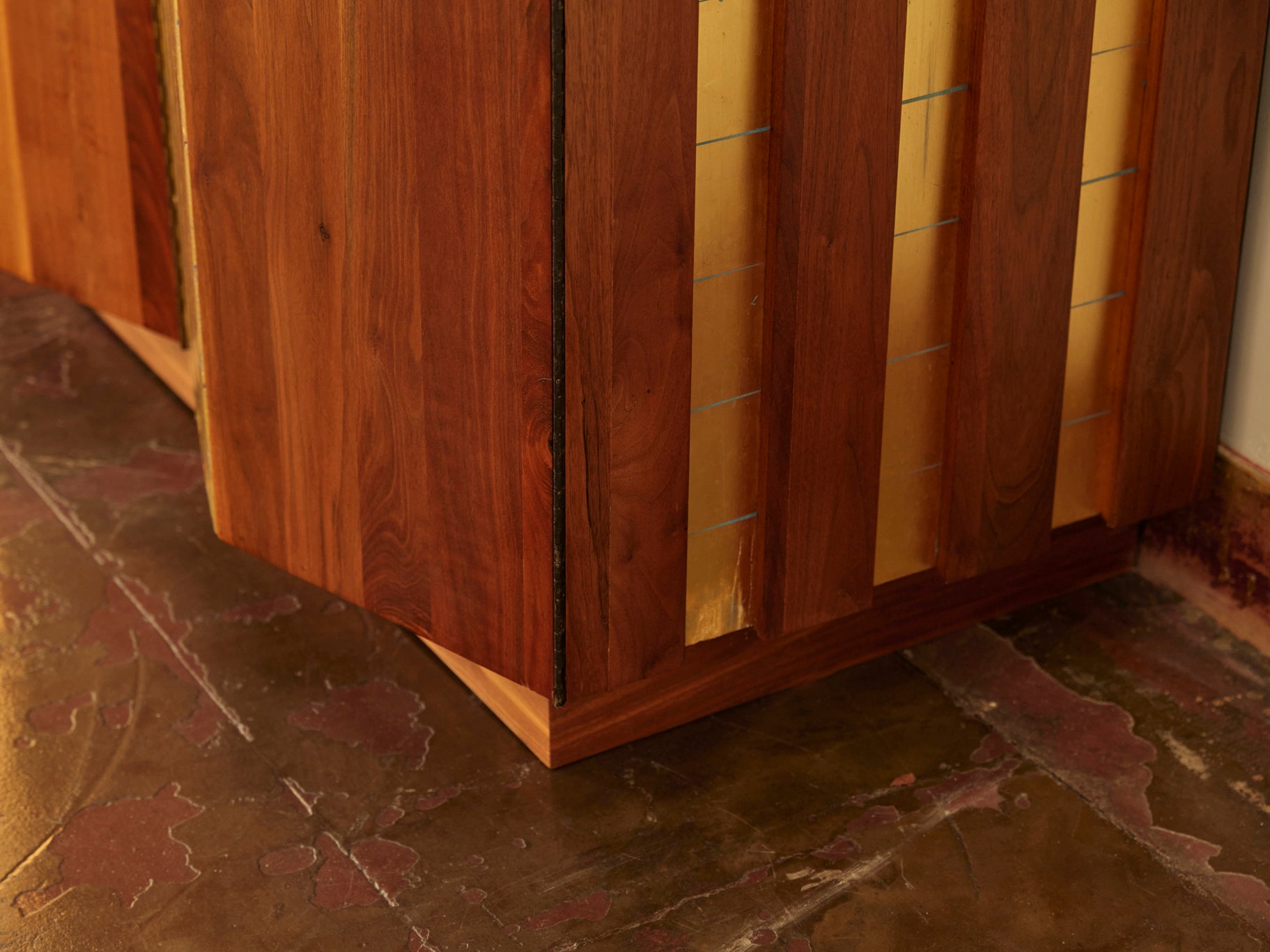 Phillip Lloyd Powell Large Cabinet in Walnut and Gold Leaf Case pieces and storage cabinets Morentz