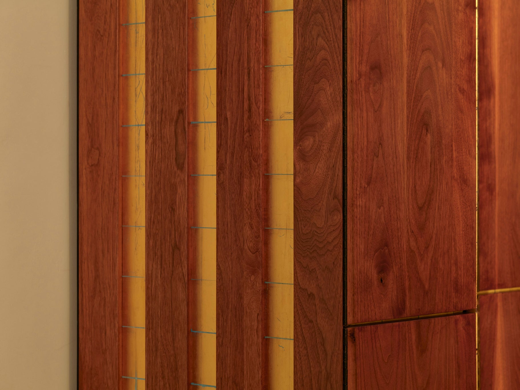 Phillip Lloyd Powell Large Cabinet in Walnut and Gold Leaf Case pieces and storage cabinets Morentz