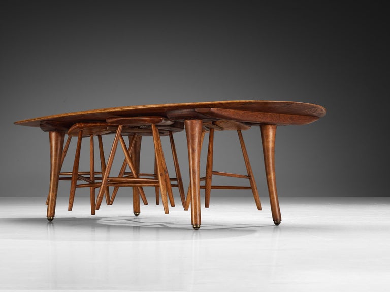 Wharton Esherick Coffee Table and Stools in Cottonwood and Ash