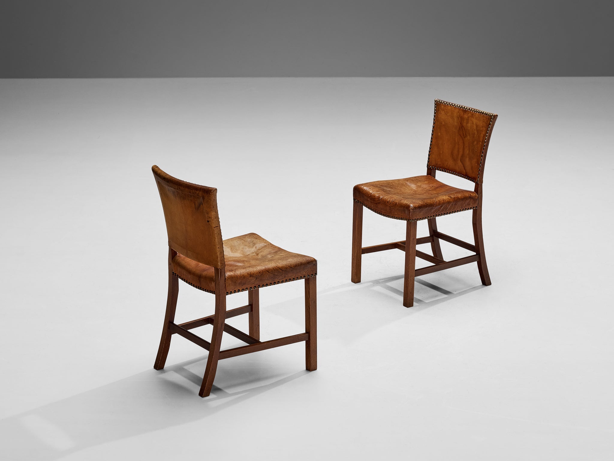 Dining Chairs in Niger Leather and Mahogany by Danish Cabinetmaker seating Morentz