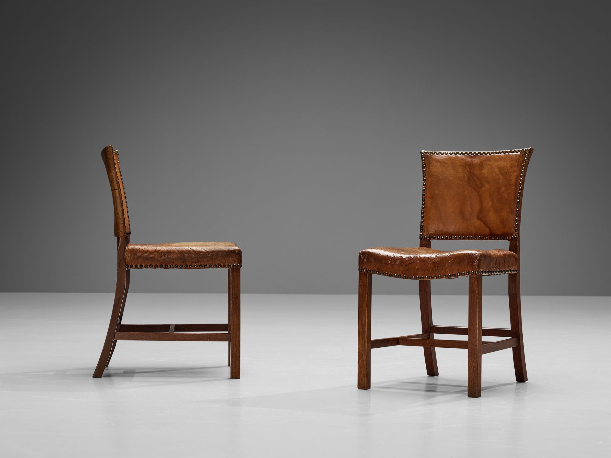 Dining Chairs in Niger Leather and Mahogany by Danish Cabinetmaker seating Morentz