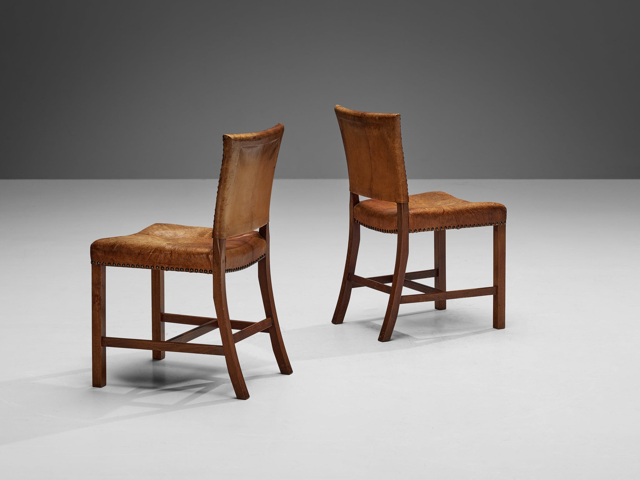 Dining Chairs in Niger Leather and Mahogany by Danish Cabinetmaker seating Morentz