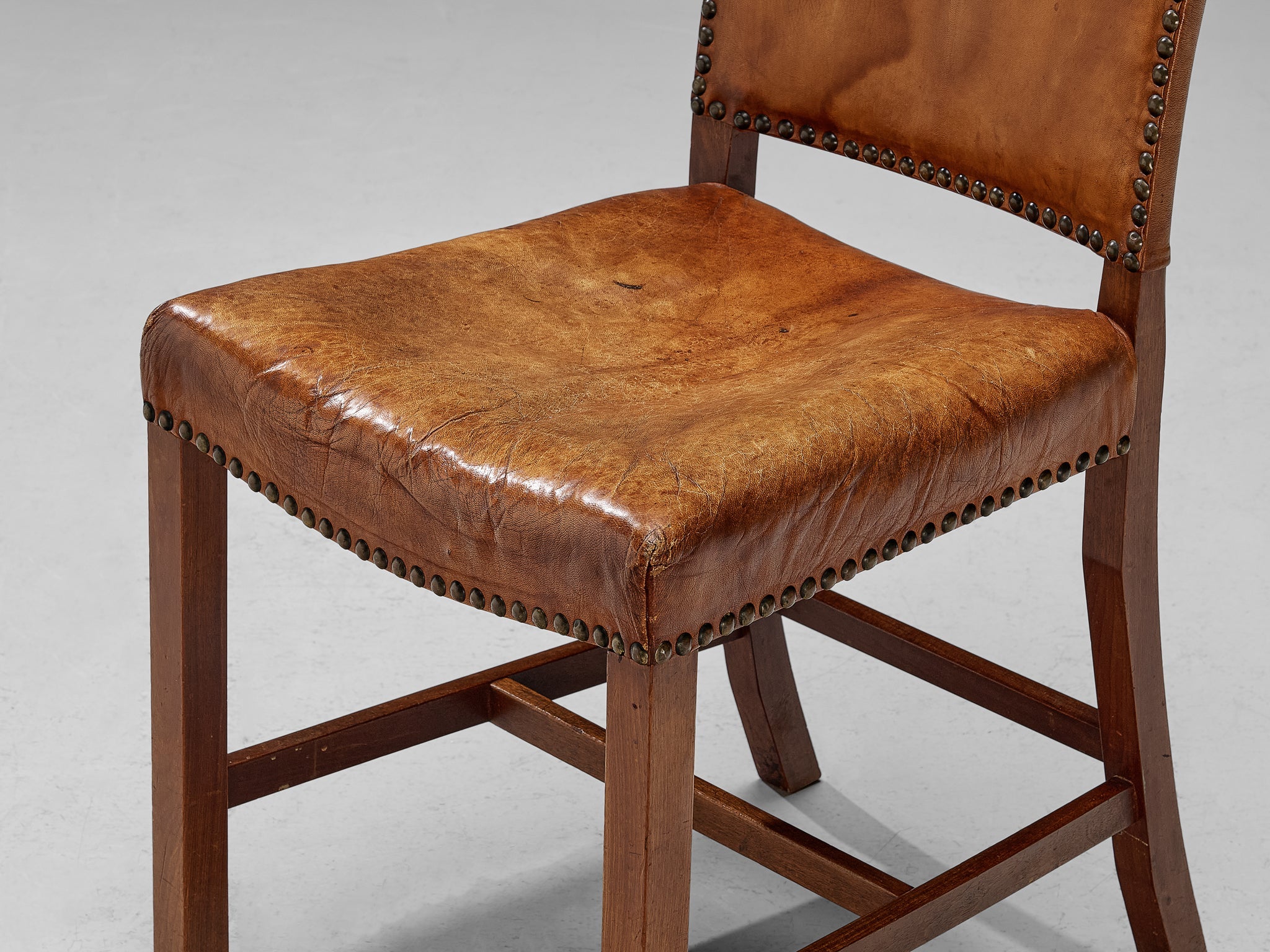 Dining Chairs in Niger Leather and Mahogany by Danish Cabinetmaker seating Morentz