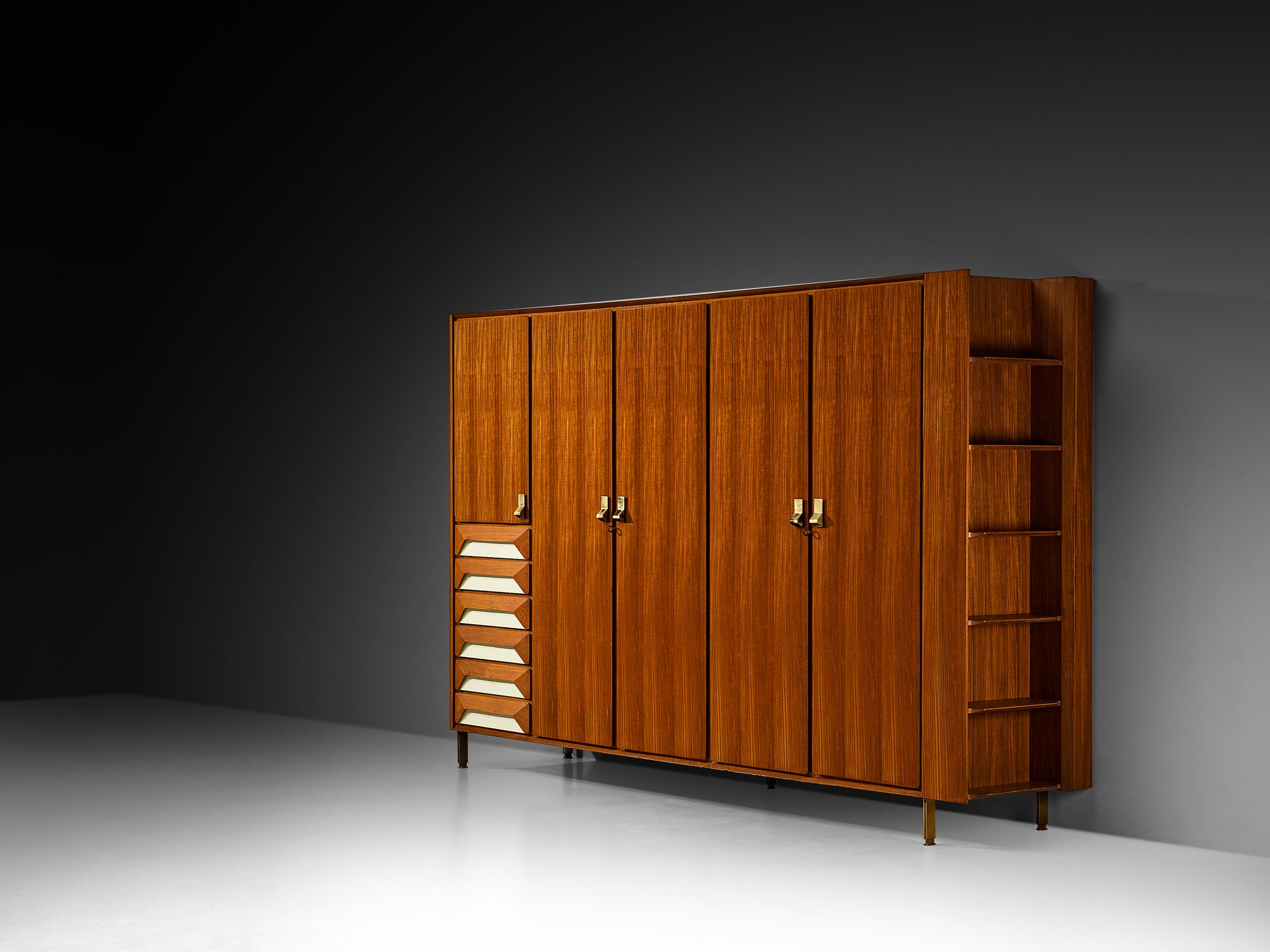 Large Italian Wardrobe in Teak with Brass Details Case pieces and storage cabinets Morentz