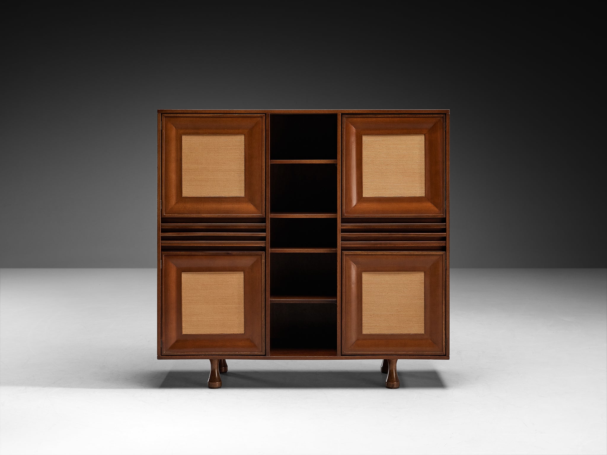 Angelo Mangiarotti for Sorgente dei Mobili Cabinet in Mahogany & Grasscloth Case pieces and storage cabinets Morentz