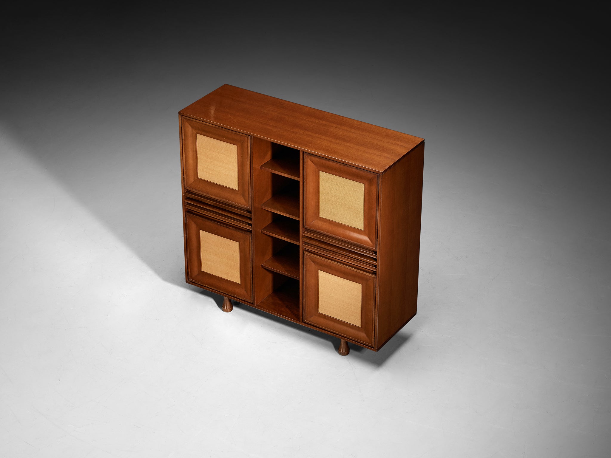 Angelo Mangiarotti for Sorgente dei Mobili Cabinet in Mahogany & Grasscloth Case pieces and storage cabinets Morentz
