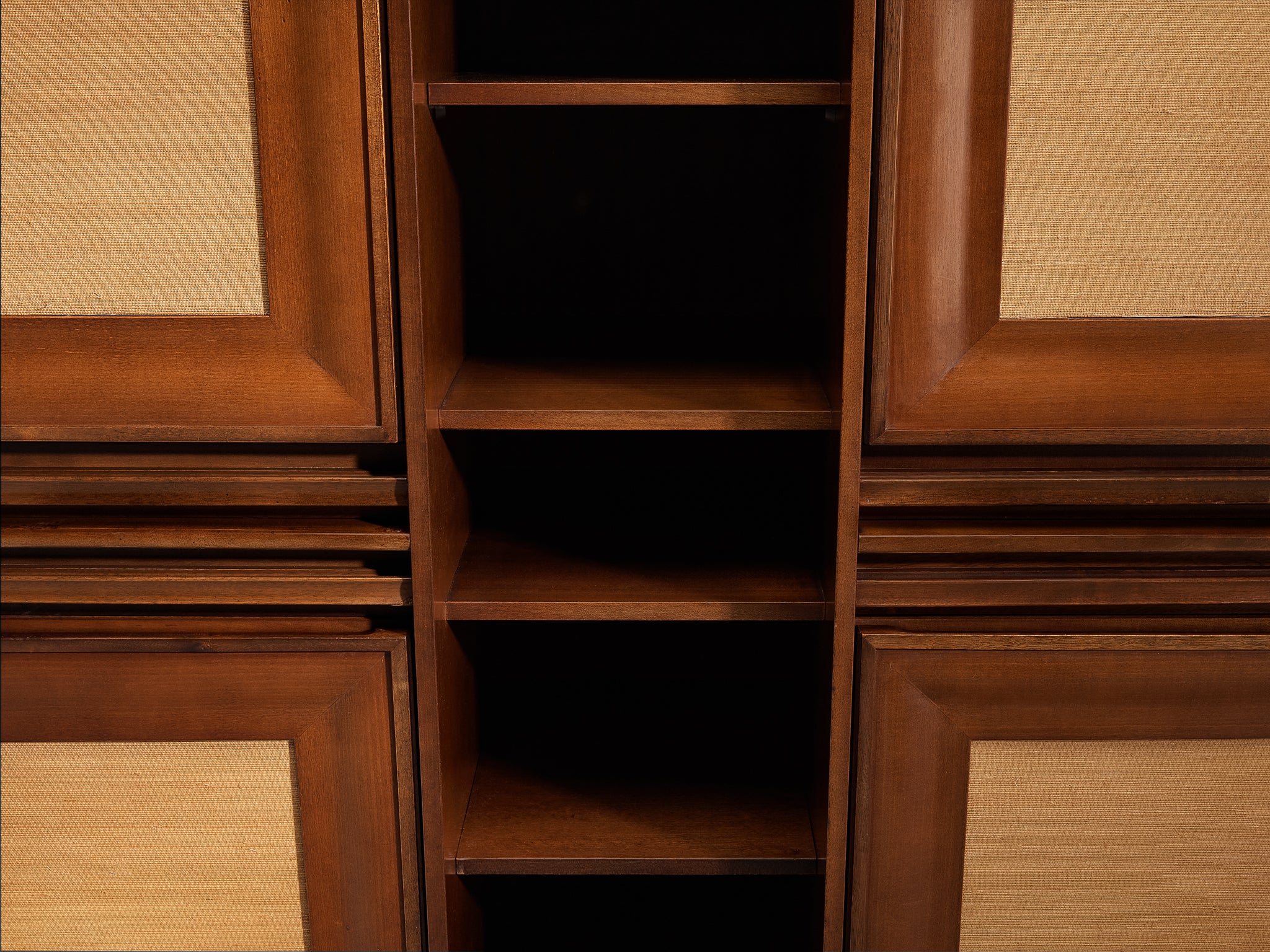 Angelo Mangiarotti for Sorgente dei Mobili Cabinet in Mahogany & Grasscloth Case pieces and storage cabinets Morentz