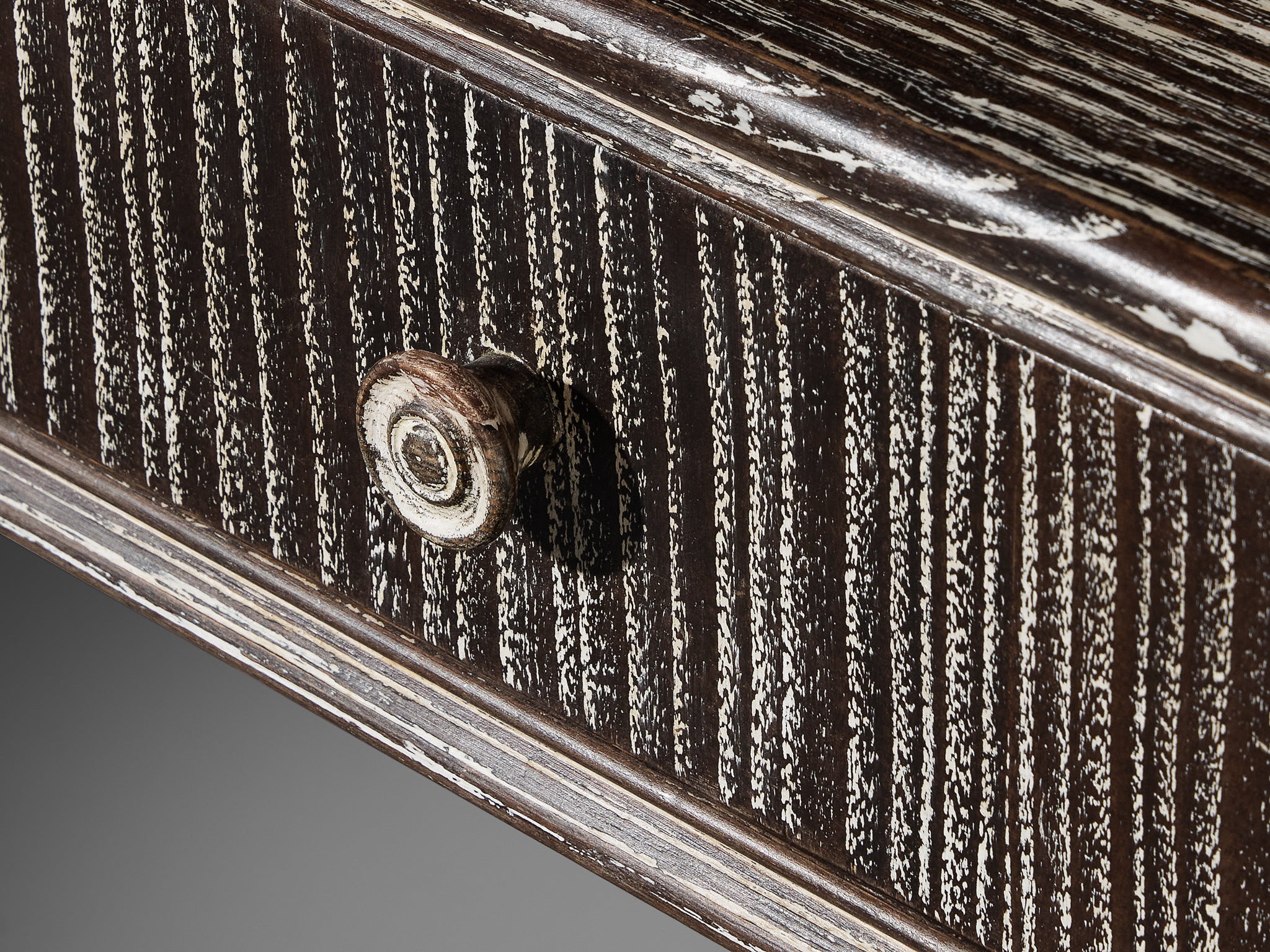 Unique Italian Wall-Mounted Console with Mirror in Cerused Chestnut tables Morentz