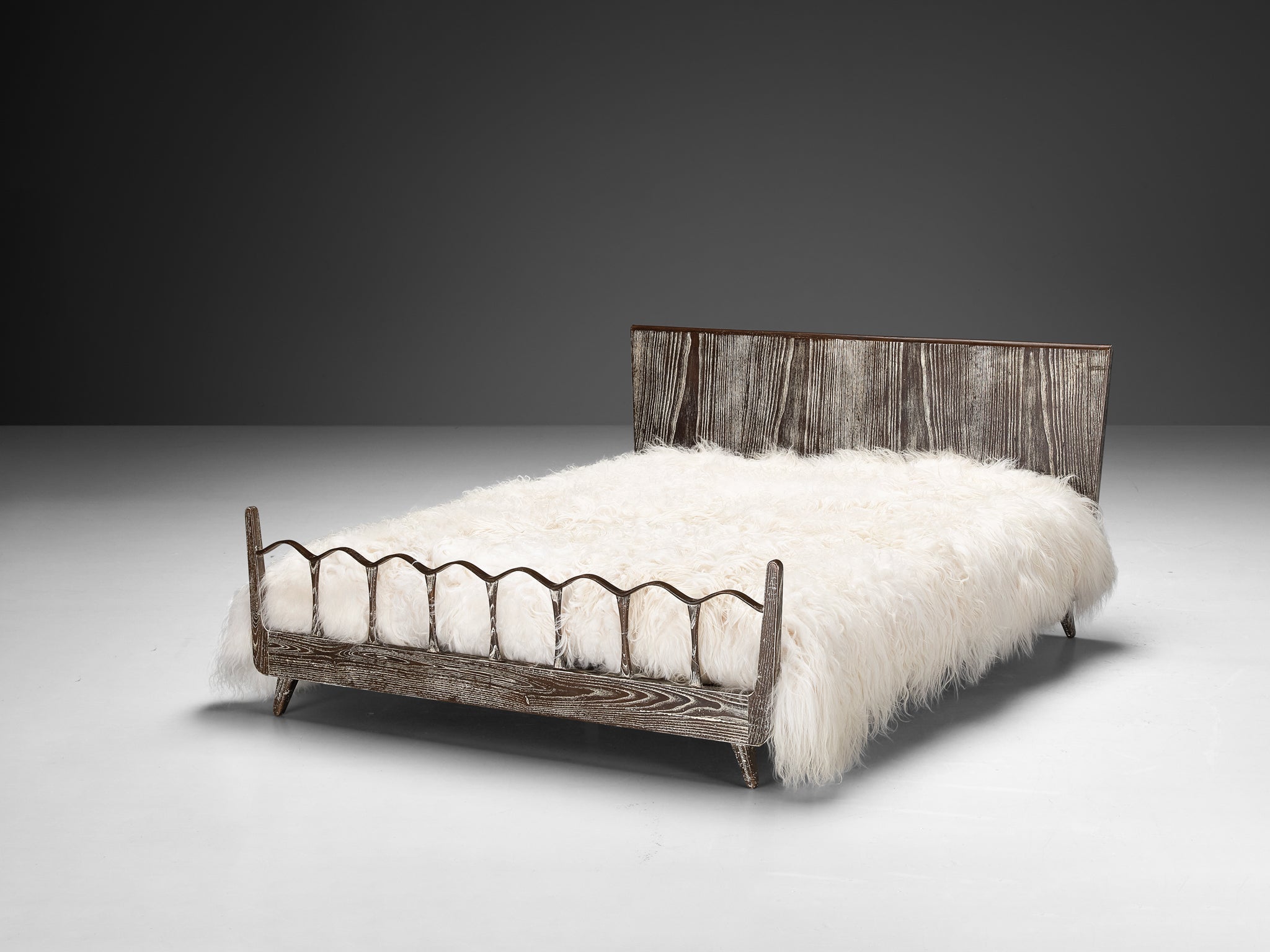 Unique Italian Double Bed in Cerused Chestnut more furniture and collectibles Morentz