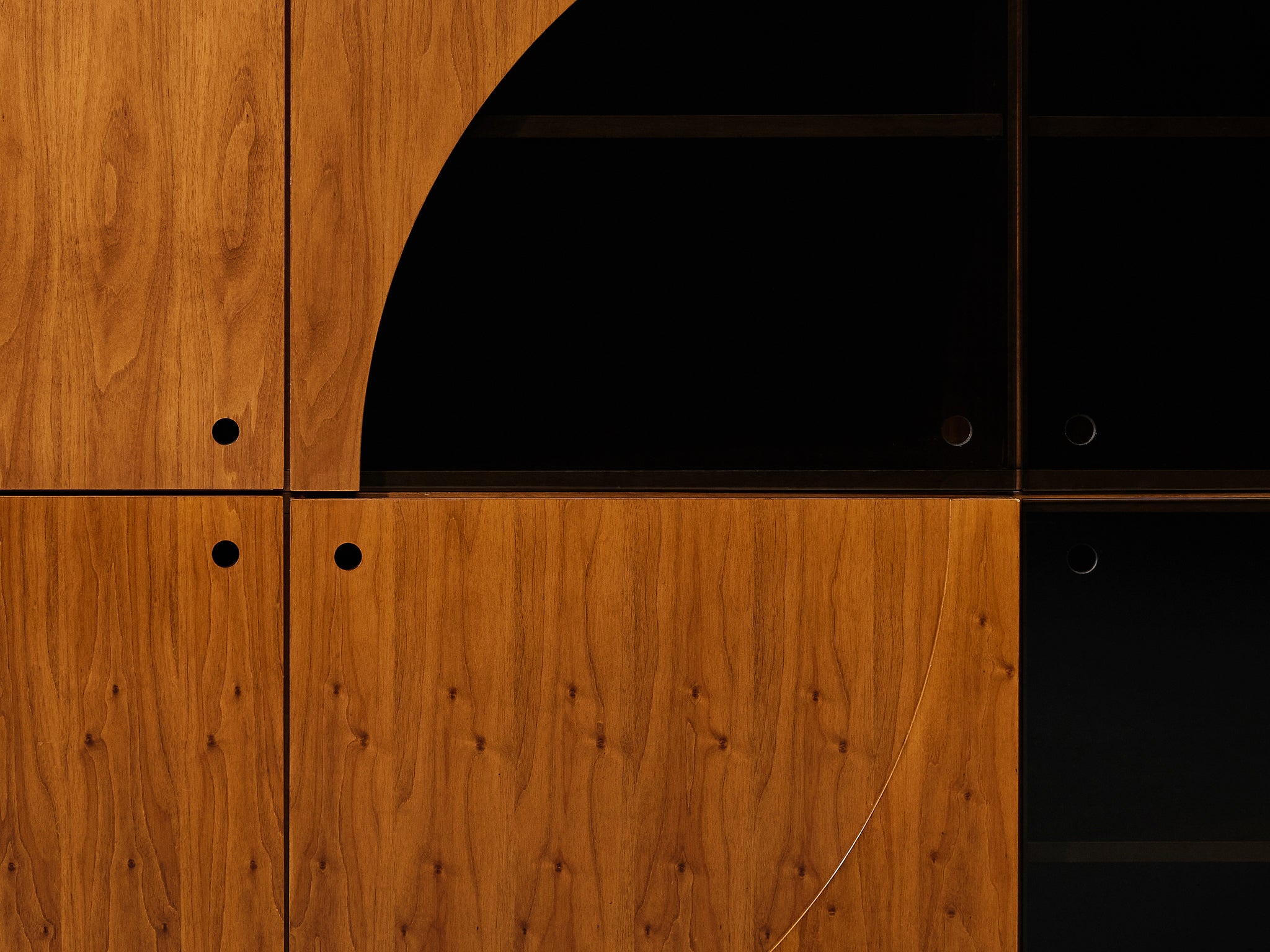 Nikol International Tall Post-Modern Sideboard in Walnut and Smoked Glass Case pieces and storage cabinets Morentz