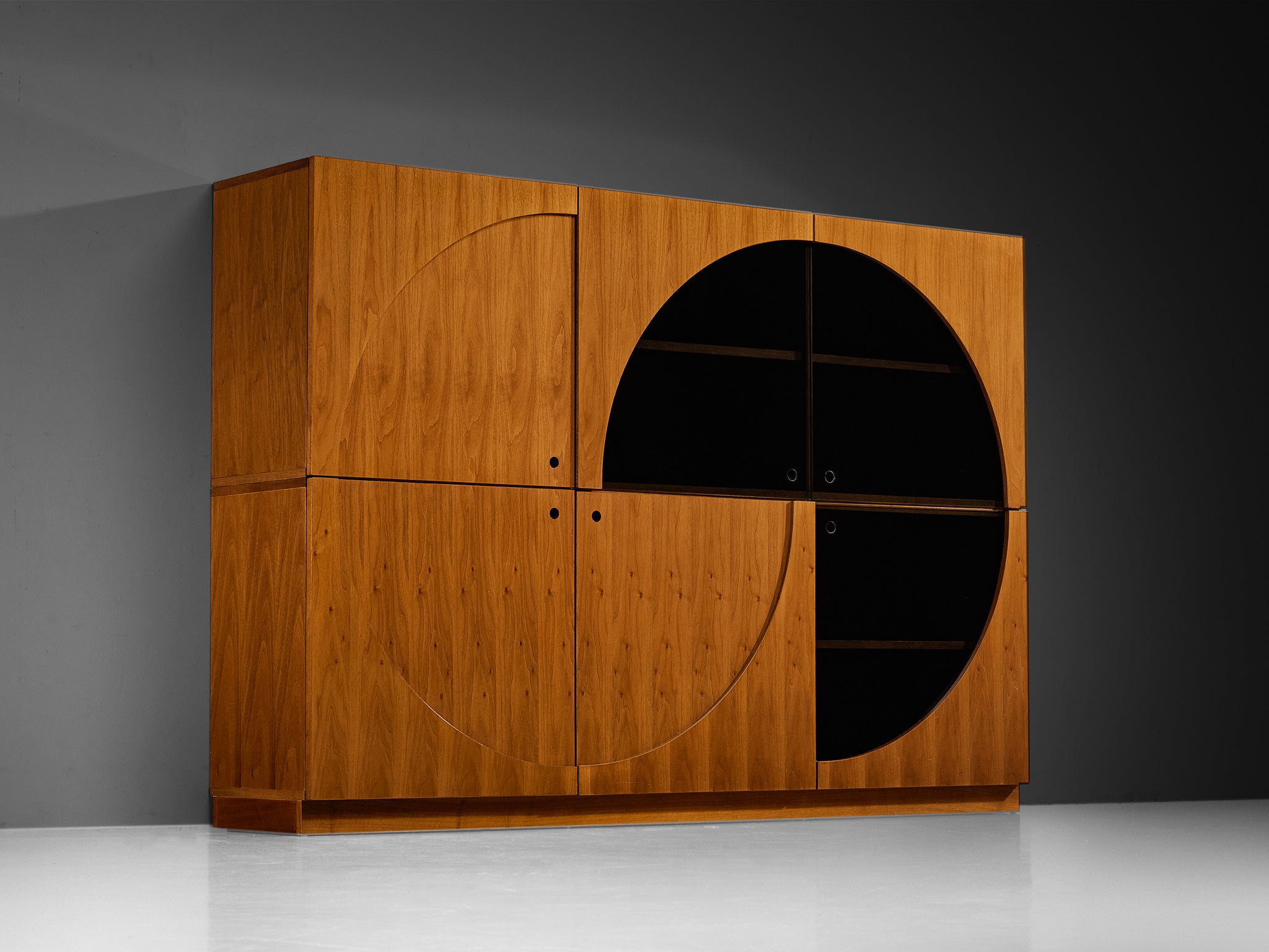 Nikol International Tall Post-Modern Sideboard in Walnut and Smoked Glass Case pieces and storage cabinets Morentz