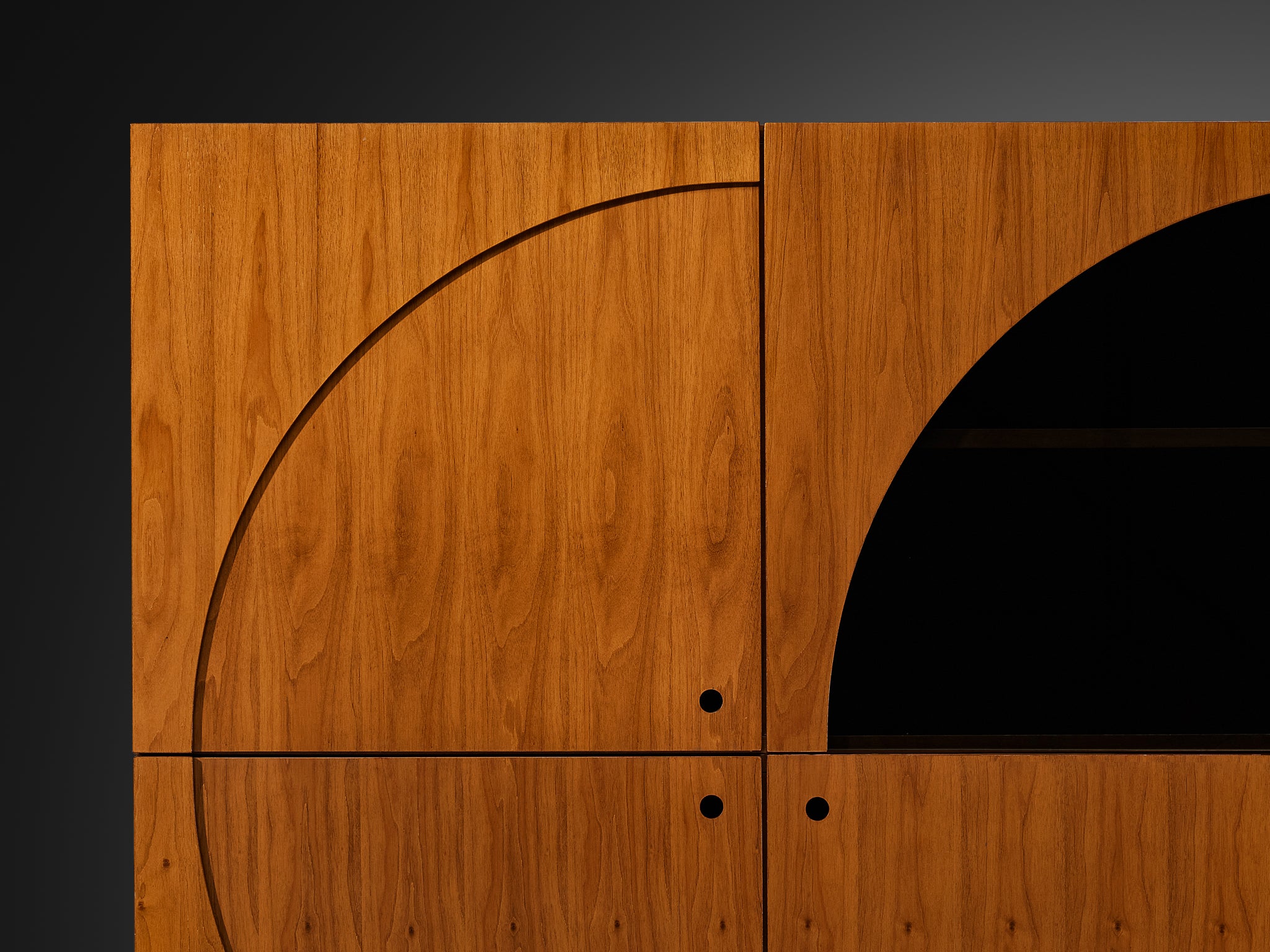 Nikol International Tall Post-Modern Sideboard in Walnut and Smoked Glass Case pieces and storage cabinets Morentz