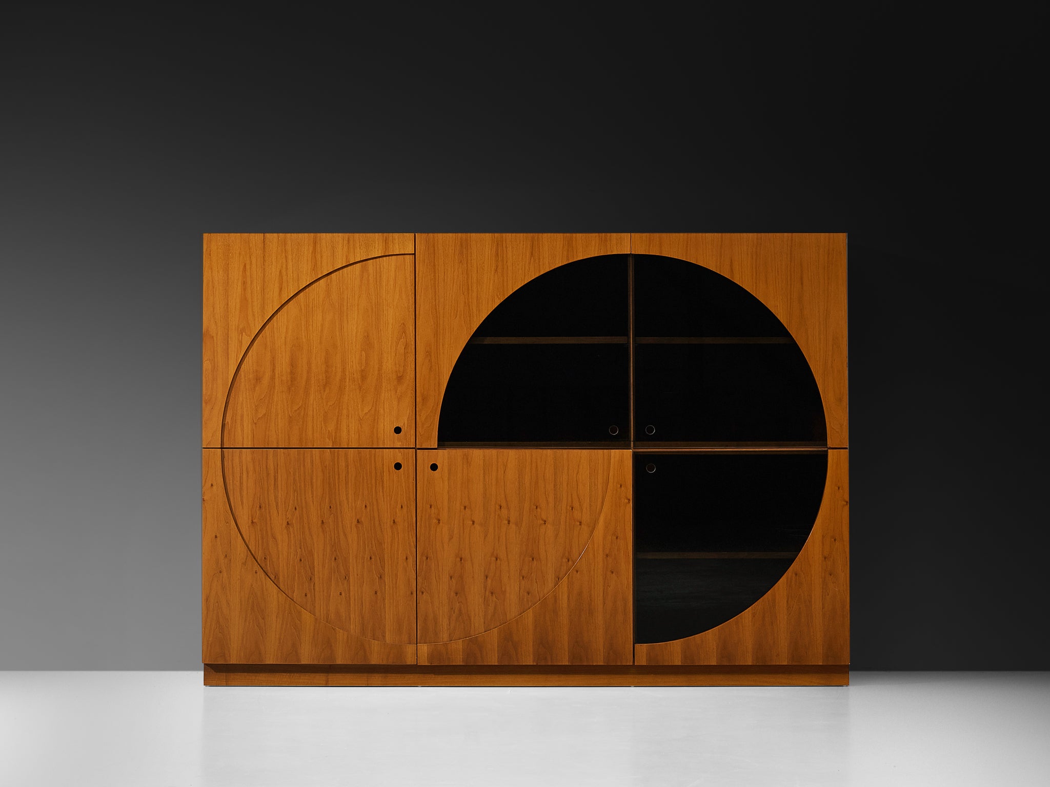 Nikol International Tall Post-Modern Sideboard in Walnut and Smoked Glass Case pieces and storage cabinets Morentz