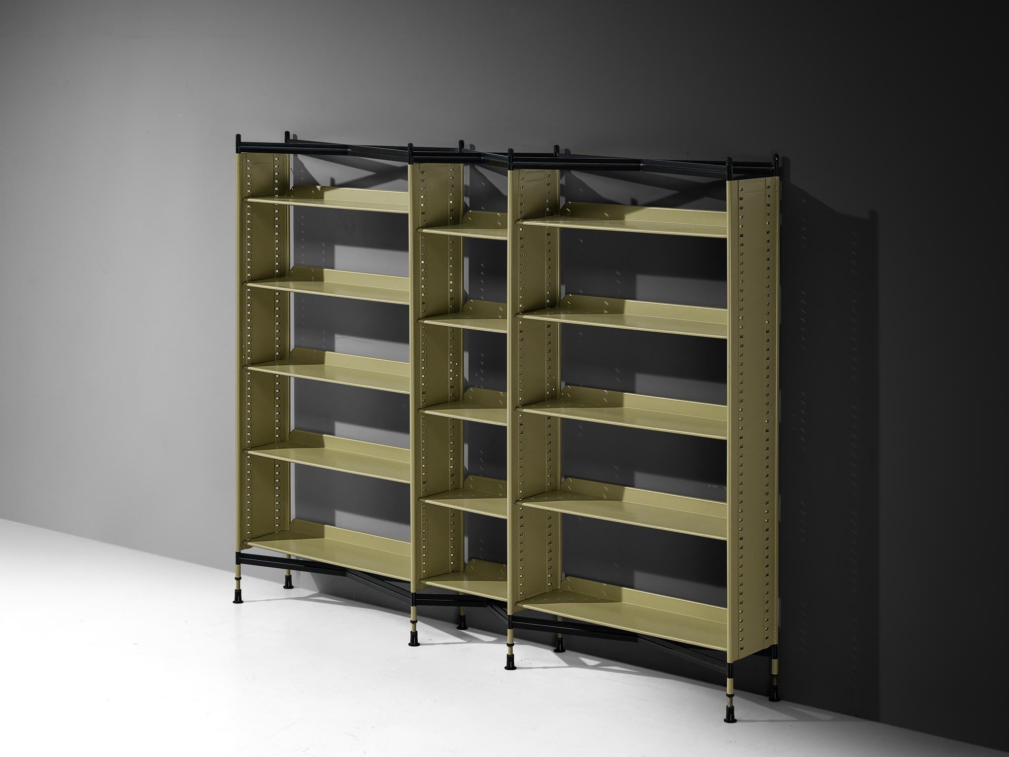 Studio BBPR for Olivetti 'Spazio' Shelving System in Green Coated Steel case pieces and storage cabinets Morentz