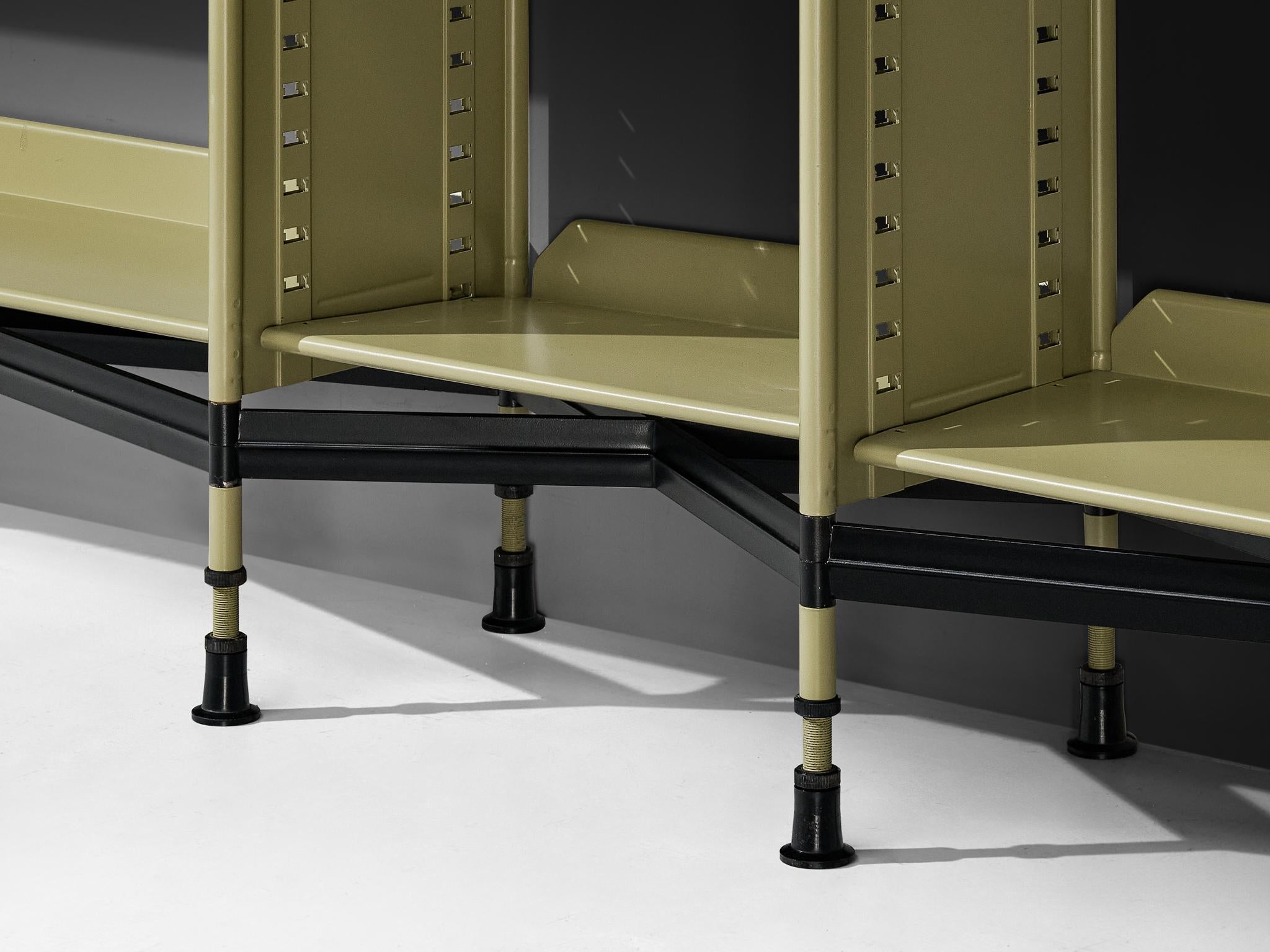Studio BBPR for Olivetti 'Spazio' Shelving System in Green Coated Steel case pieces and storage cabinets Morentz