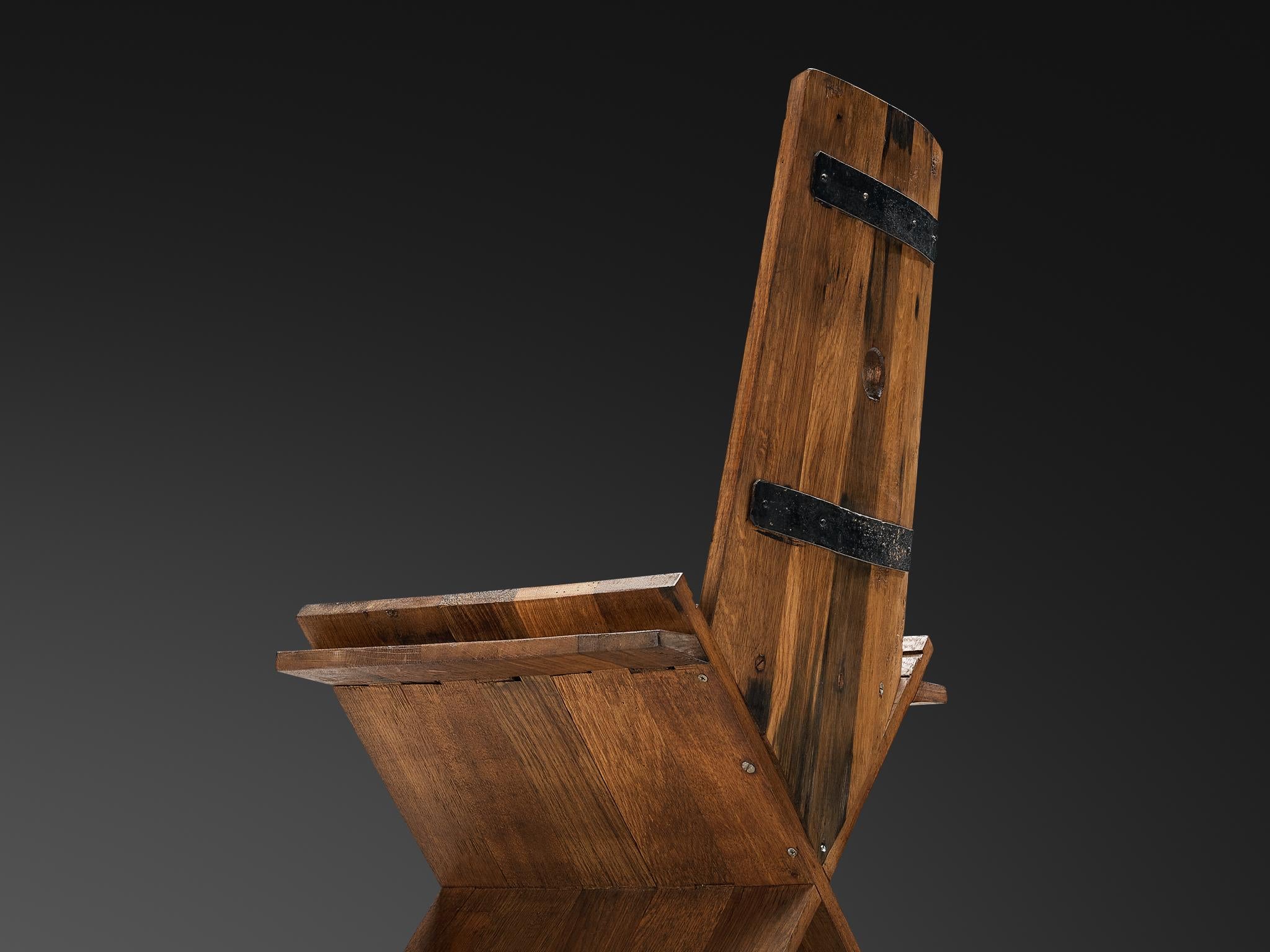 Sculptural Set of Four Dining Chairs in Oak with Iron Accents seating Morentz