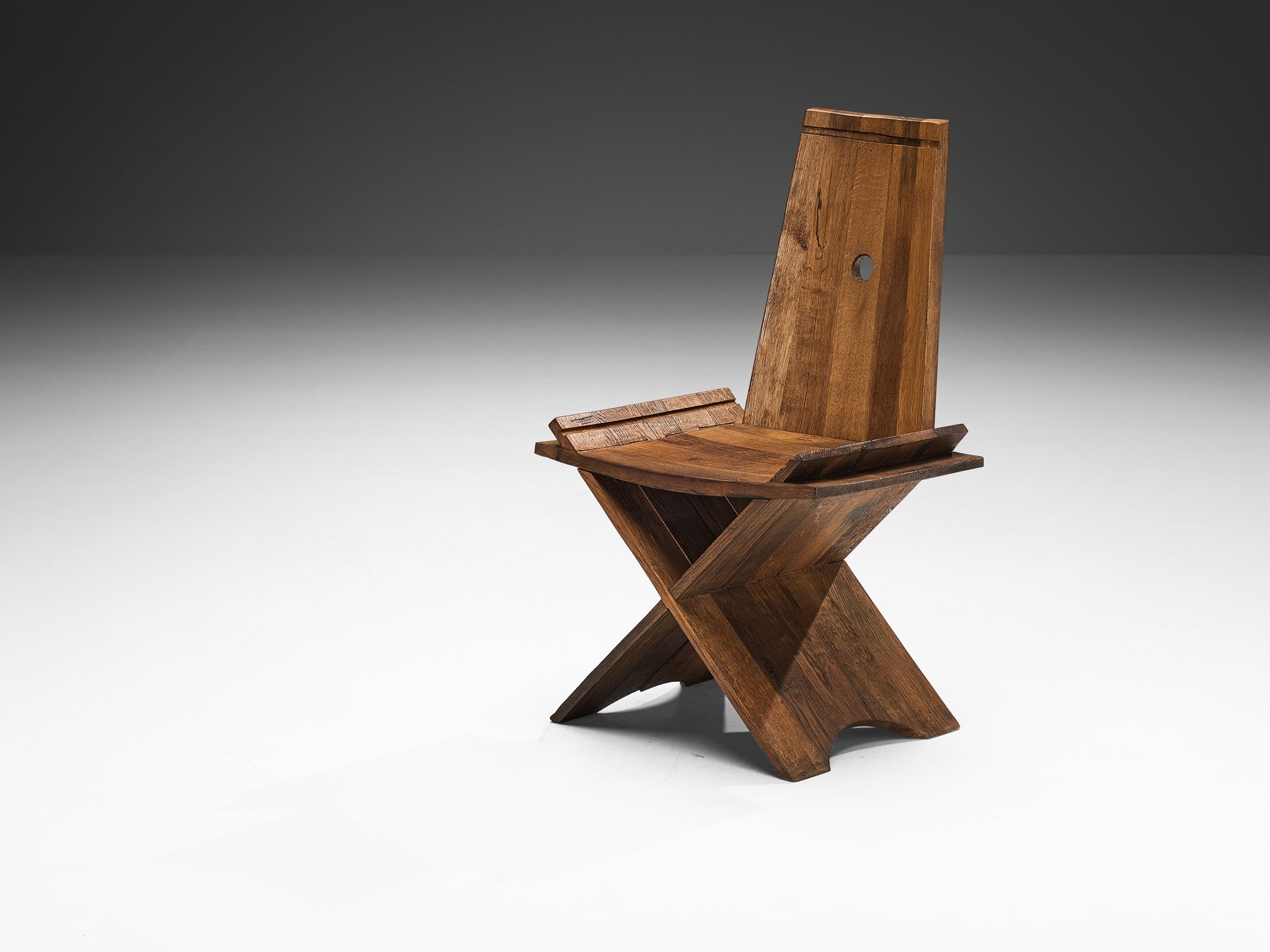 Sculptural Pair of Dining Chairs in Oak with Iron Accents seating Morentz