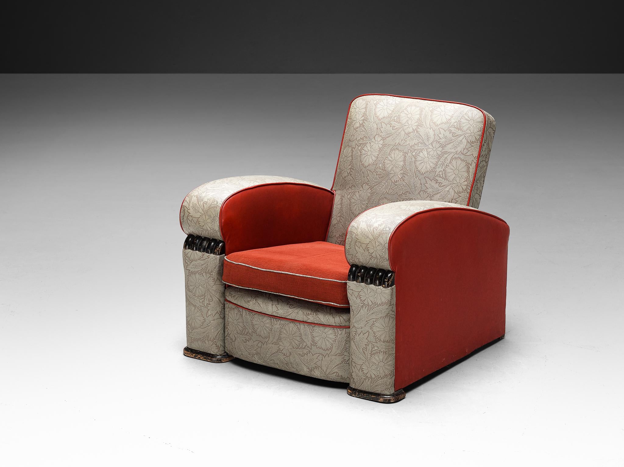 Art Deco Lounge Chair in Decorative Upholstery seating Morentz