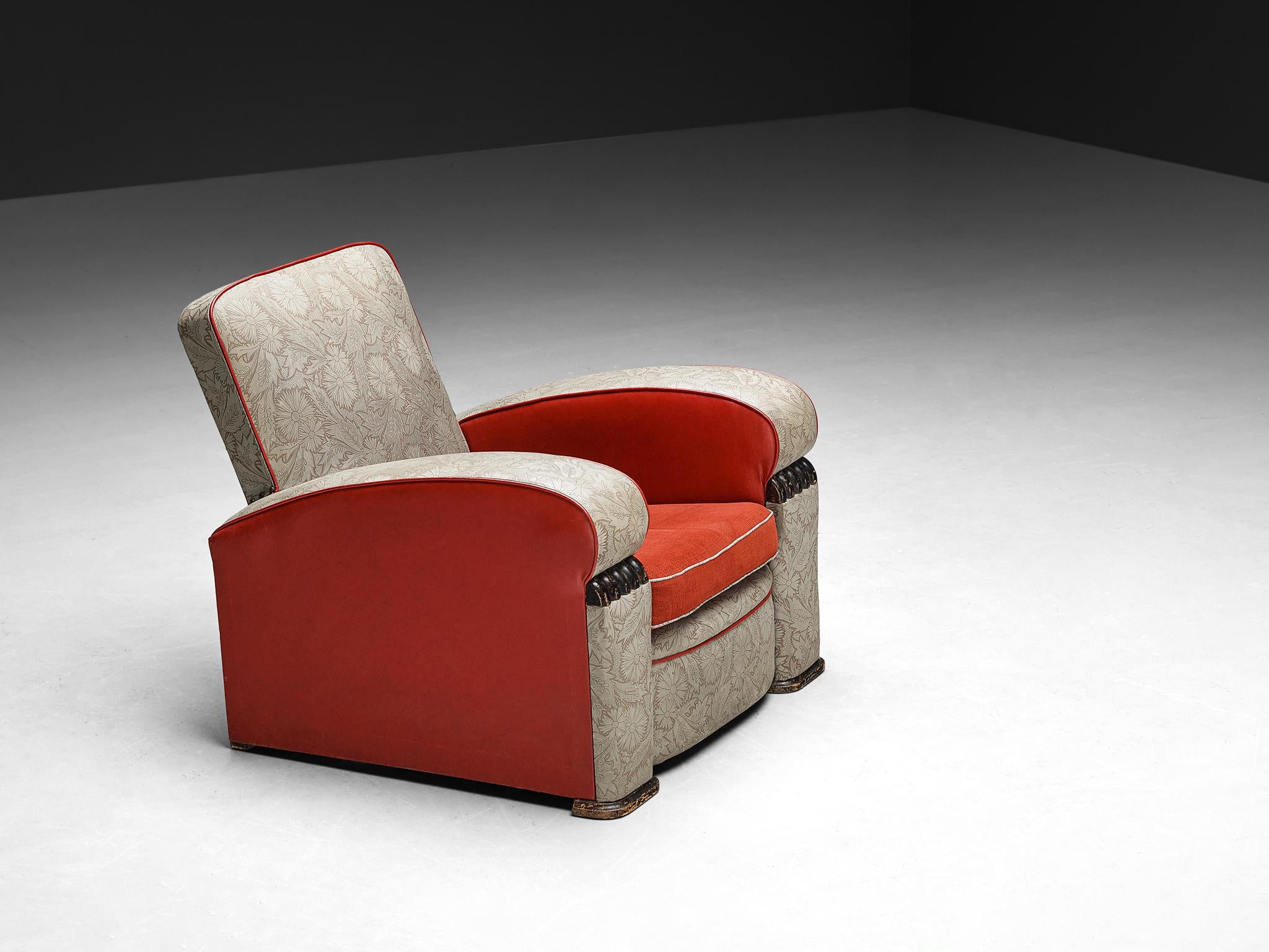 Art Deco Lounge Chair in Decorative Upholstery seating Morentz