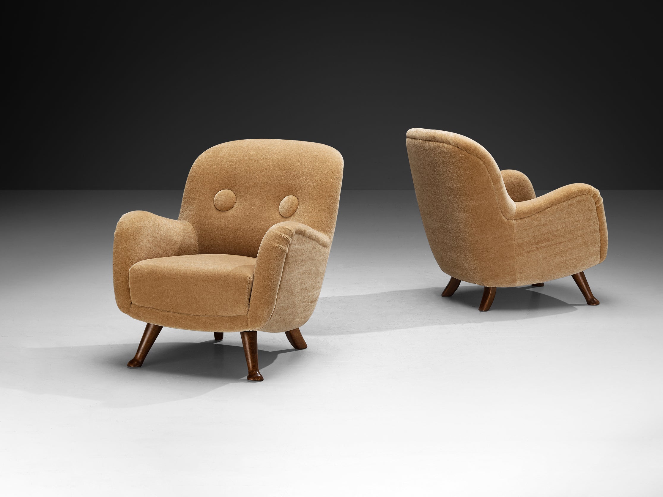 Berga Mobler Lounge Chairs in Pierre Frey Teddy Mohair Seating Morentz
