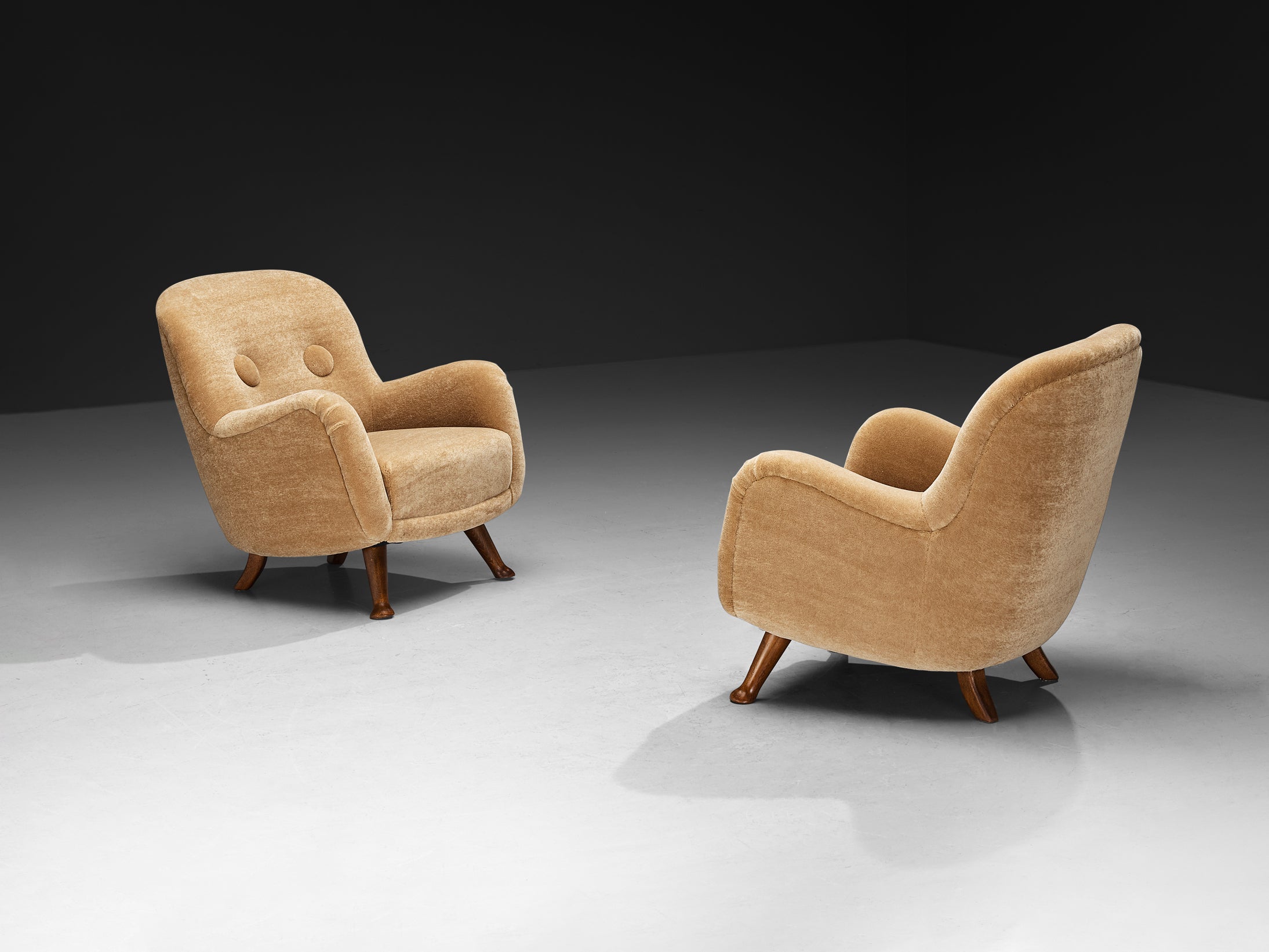Berga Mobler Lounge Chairs in Pierre Frey Teddy Mohair Seating Morentz