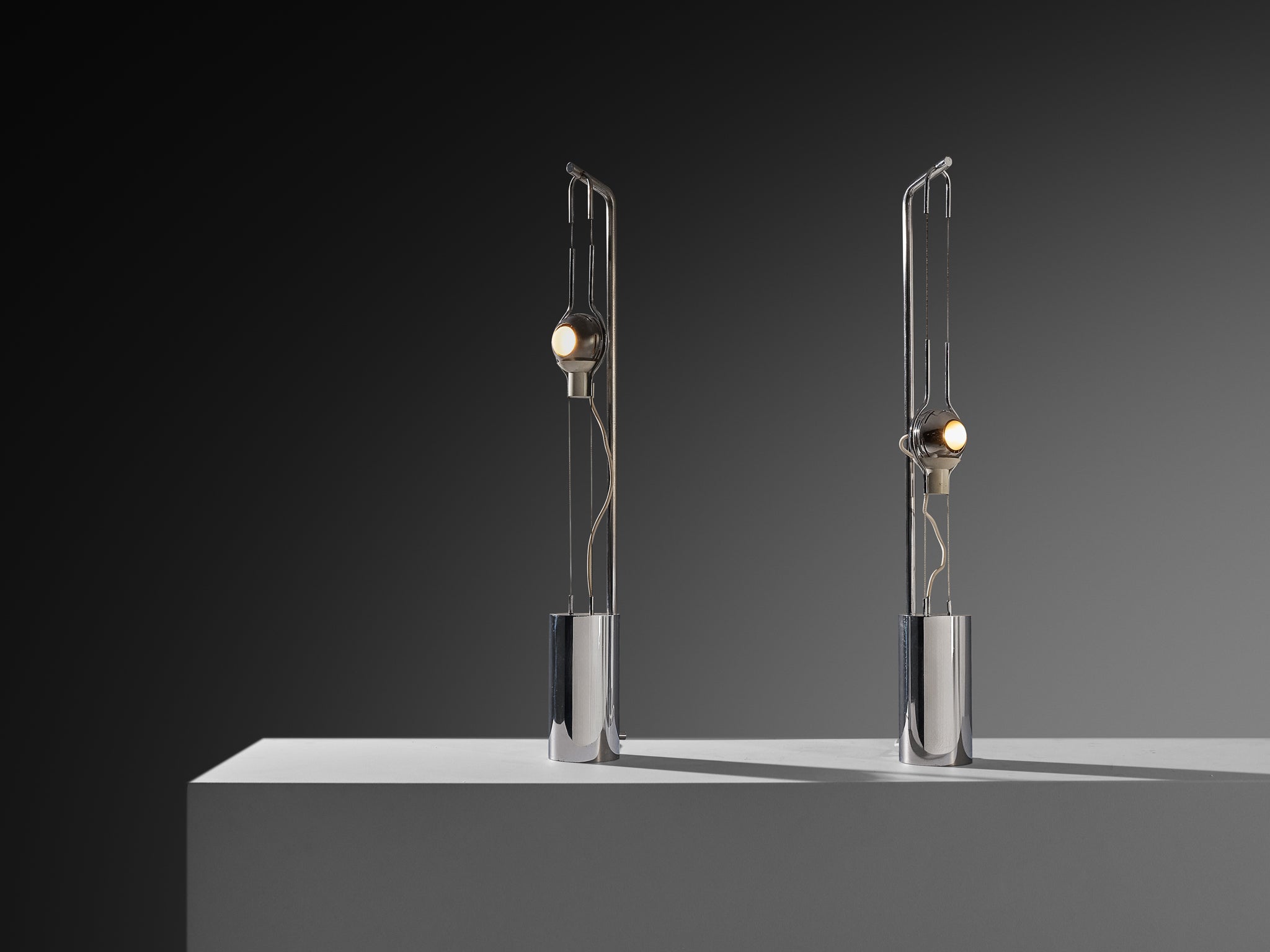 Angelo Lelii for Arredoluce ‘Filo Sfera’ Table Lamps with Magnetized Globe Lighting Morentz