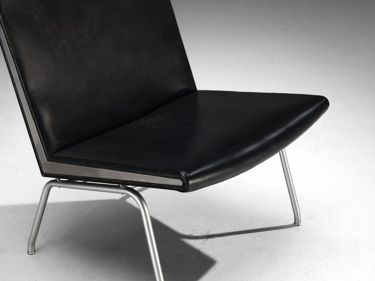 Hans J. Wegner for A.P. Stolen Pair of 'Airport' Chairs in Leather & Steel