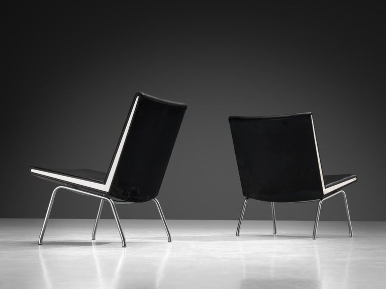 Hans J. Wegner for A.P. Stolen Pair of 'Airport' Chairs in Leather & Steel