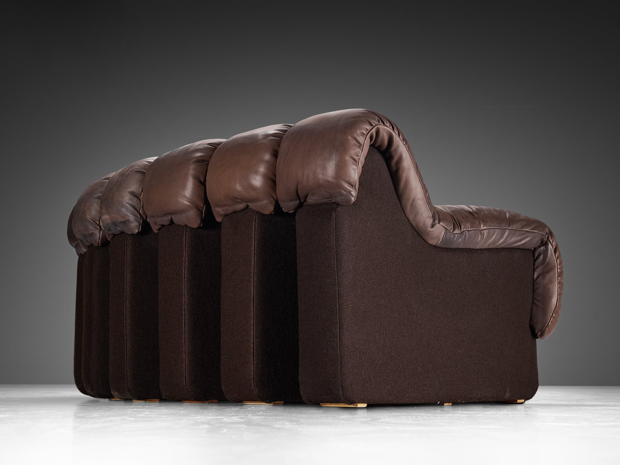 De Sede DS-600 'Snake' Sectional Sofa in Patinated Brown Leather