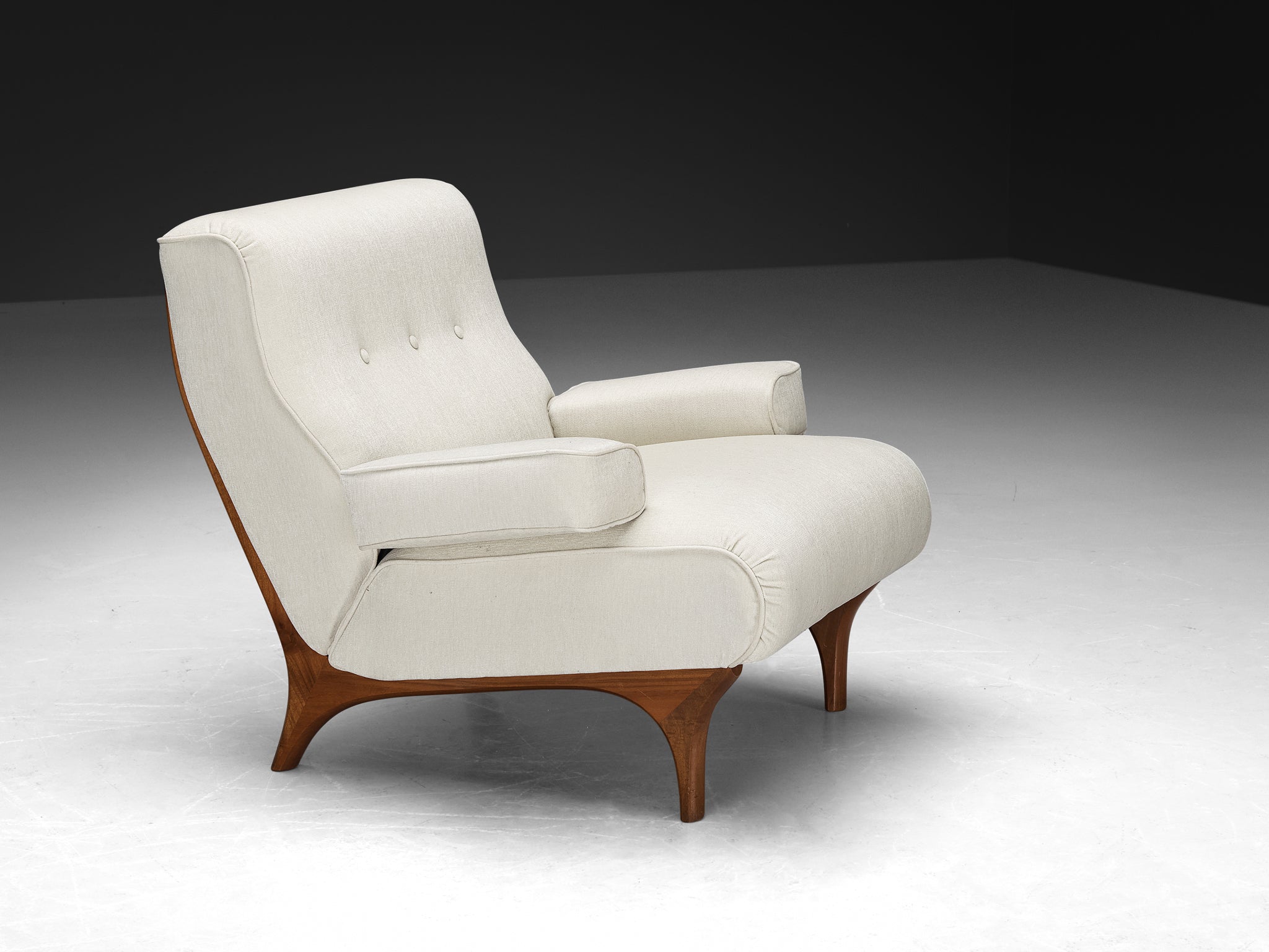 Eugenio Gerli for Tecno Lounge Chair in Chenille Seating Morentz