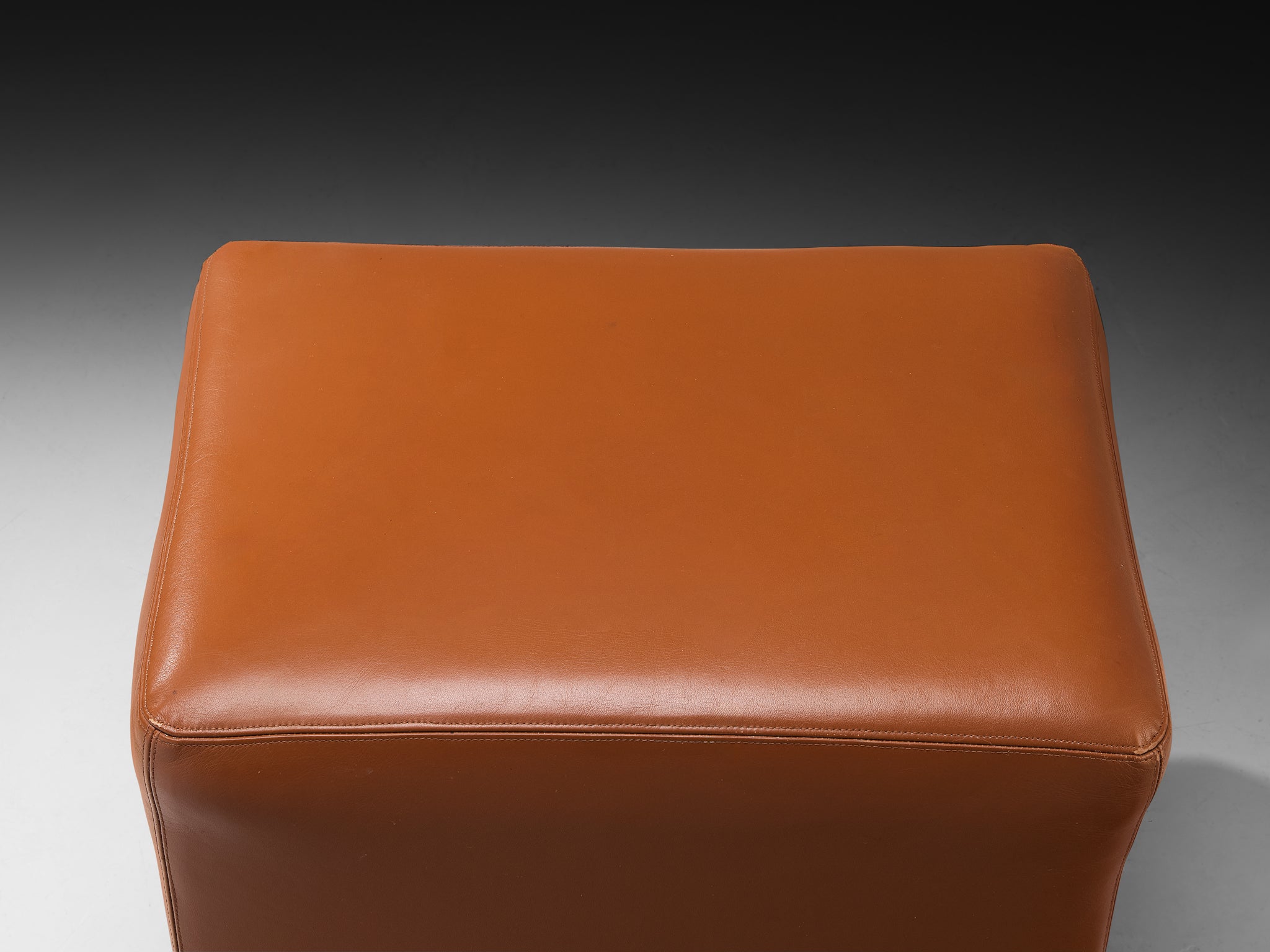 Eugenio Gerli for Tecno Ottoman in Cognac Brown Leather Seating Morentz