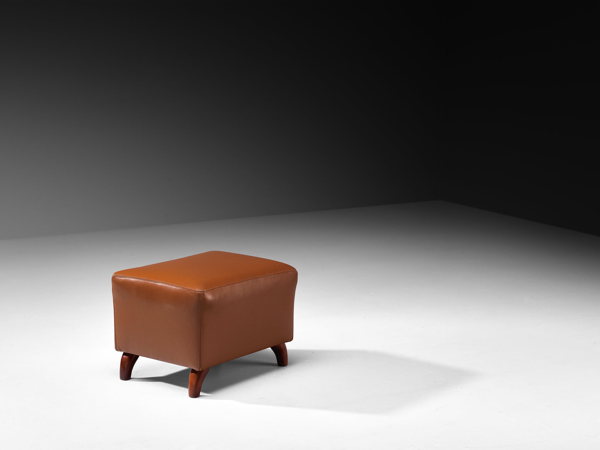 Eugenio Gerli for Tecno Ottoman in Cognac Brown Leather Seating Morentz