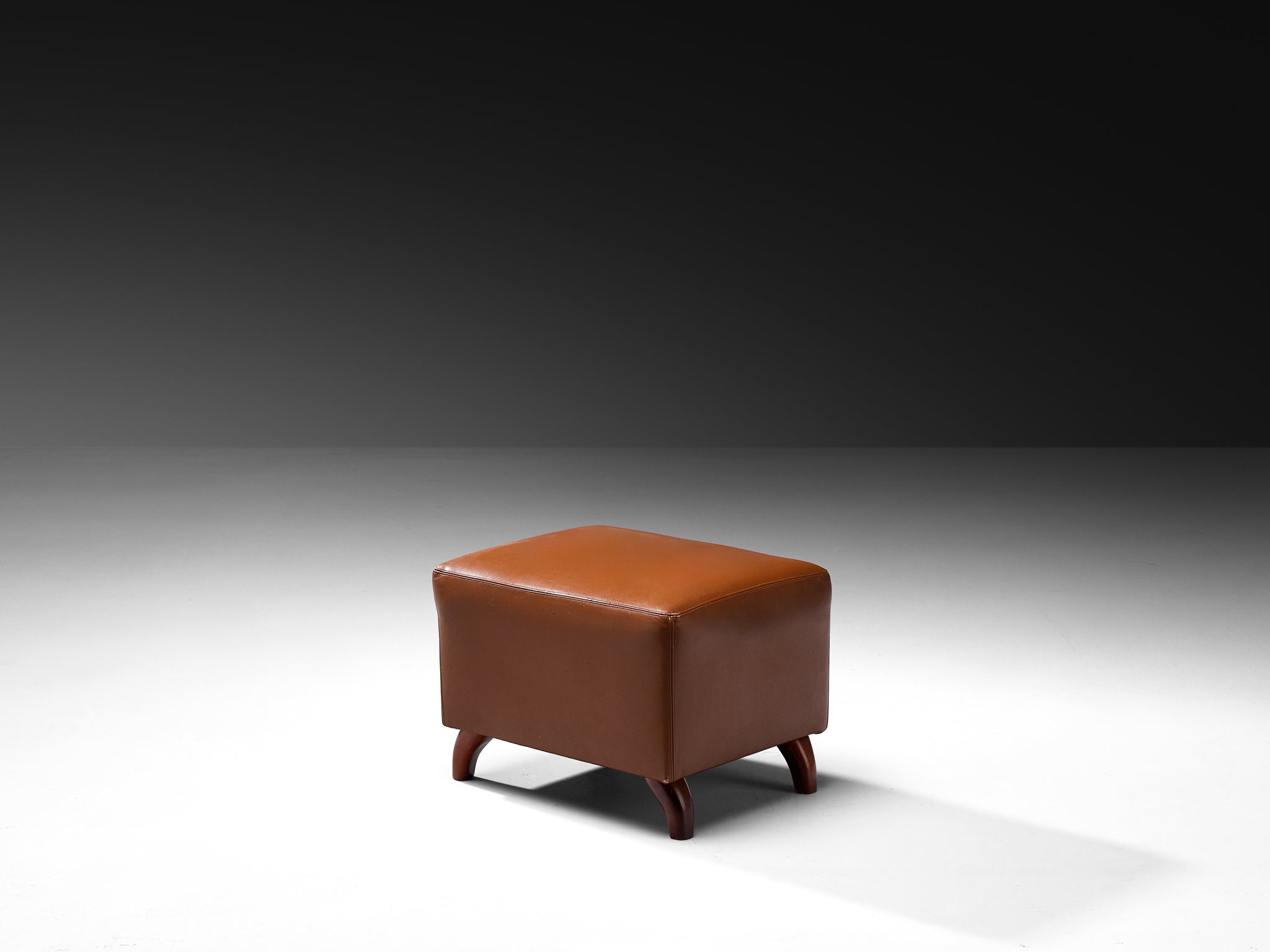 Eugenio Gerli for Tecno Ottoman in Cognac Brown Leather Seating Morentz