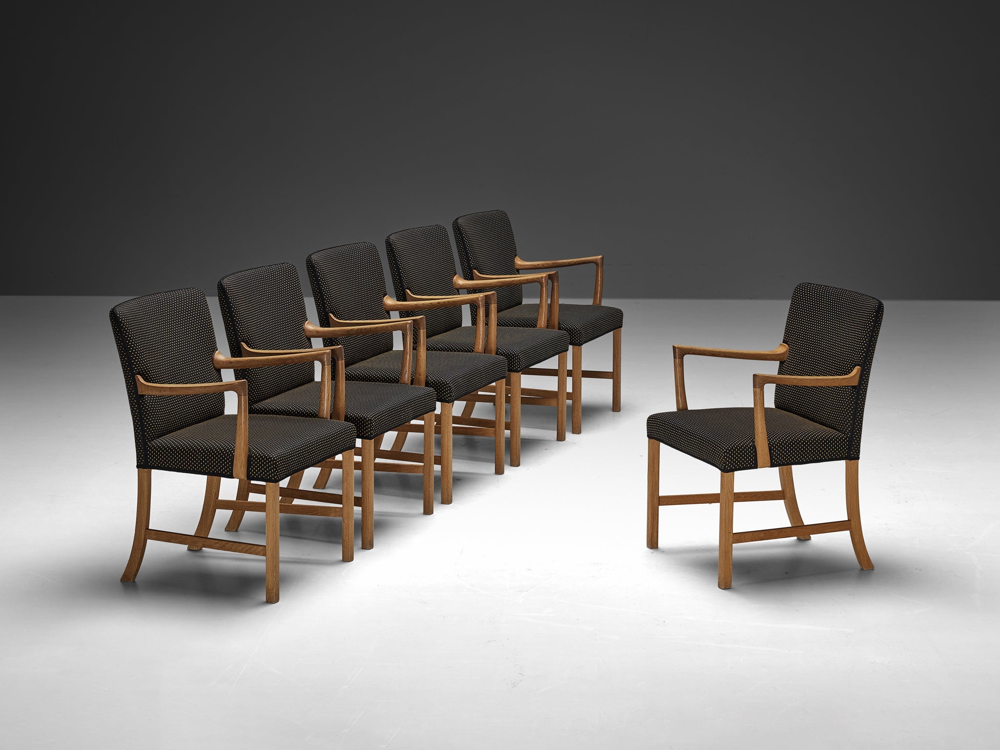 Rare Ole Wanscher for A.J. Iversen Set of Six Dining Chairs in Oak seating Morentz