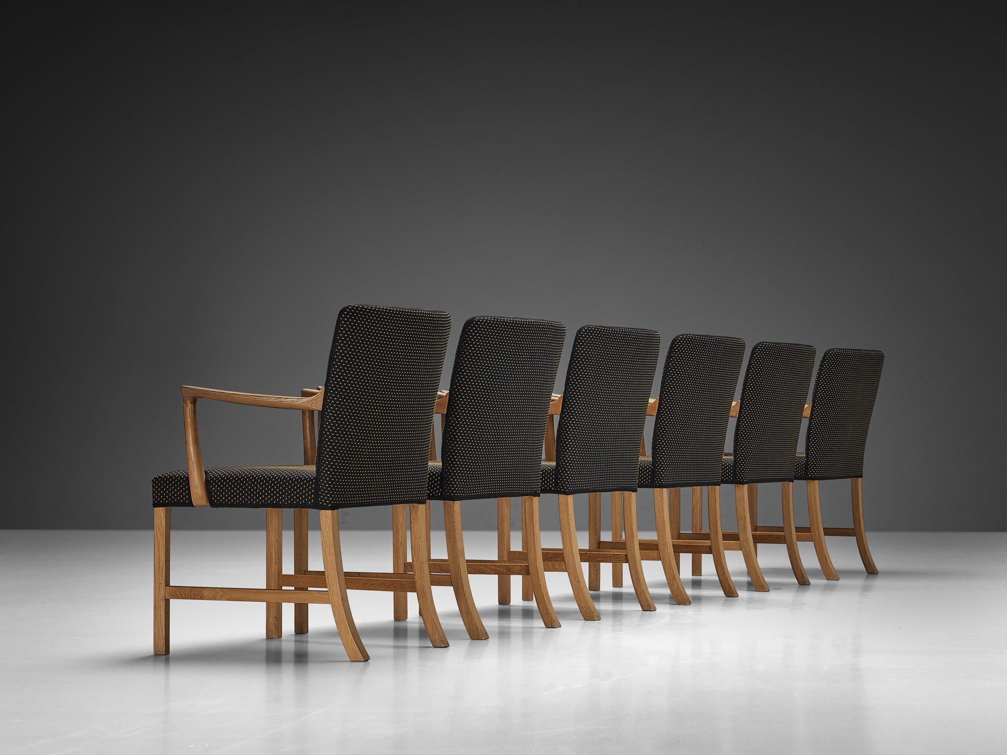 Rare Ole Wanscher for A.J. Iversen Set of Six Dining Chairs in Oak seating Morentz