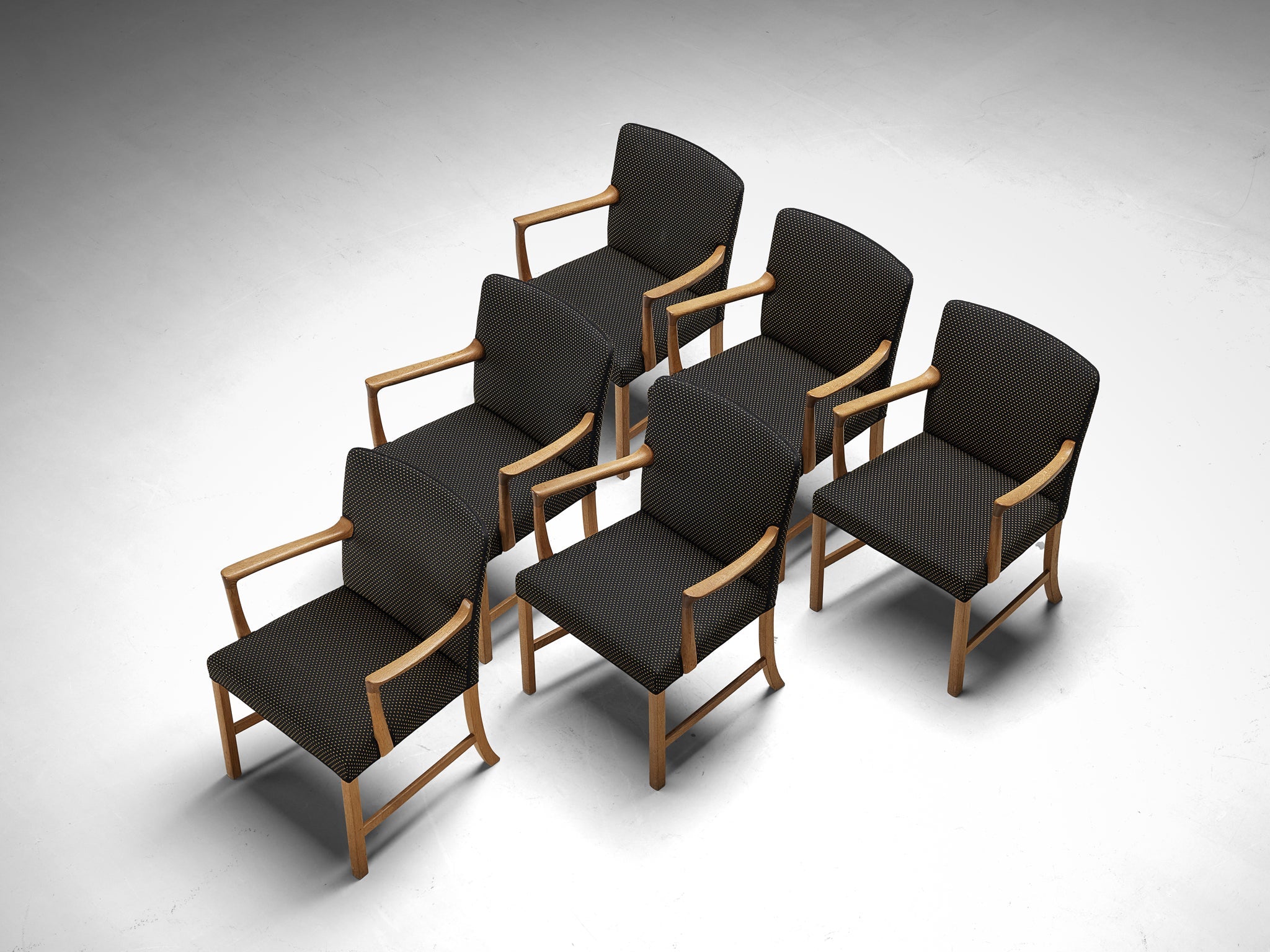 Rare Ole Wanscher for A.J. Iversen Set of Six Dining Chairs in Oak seating Morentz