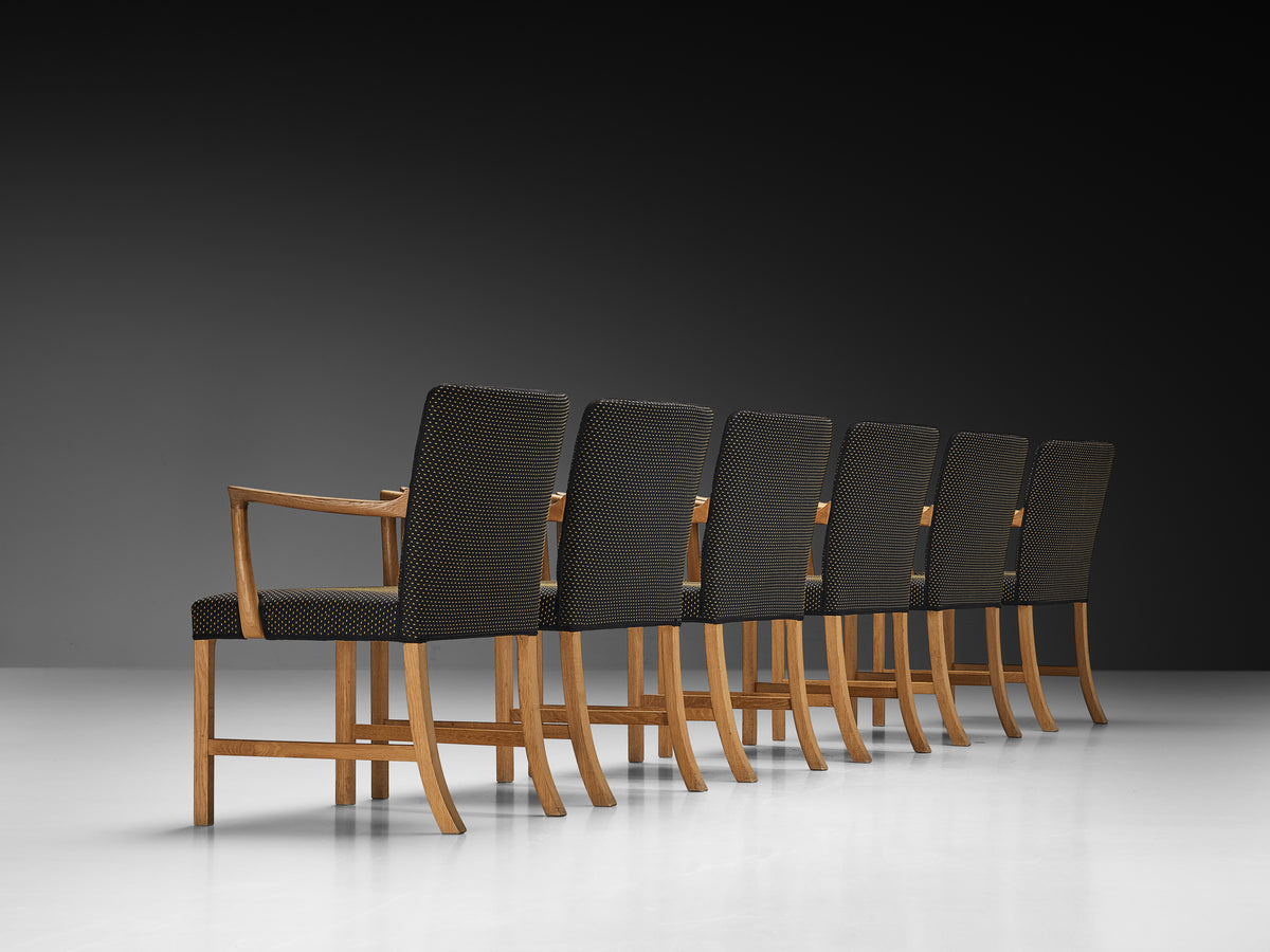 Rare Ole Wanscher for A.J. Iversen Set of Six Dining Chairs in Oak Seating Morentz