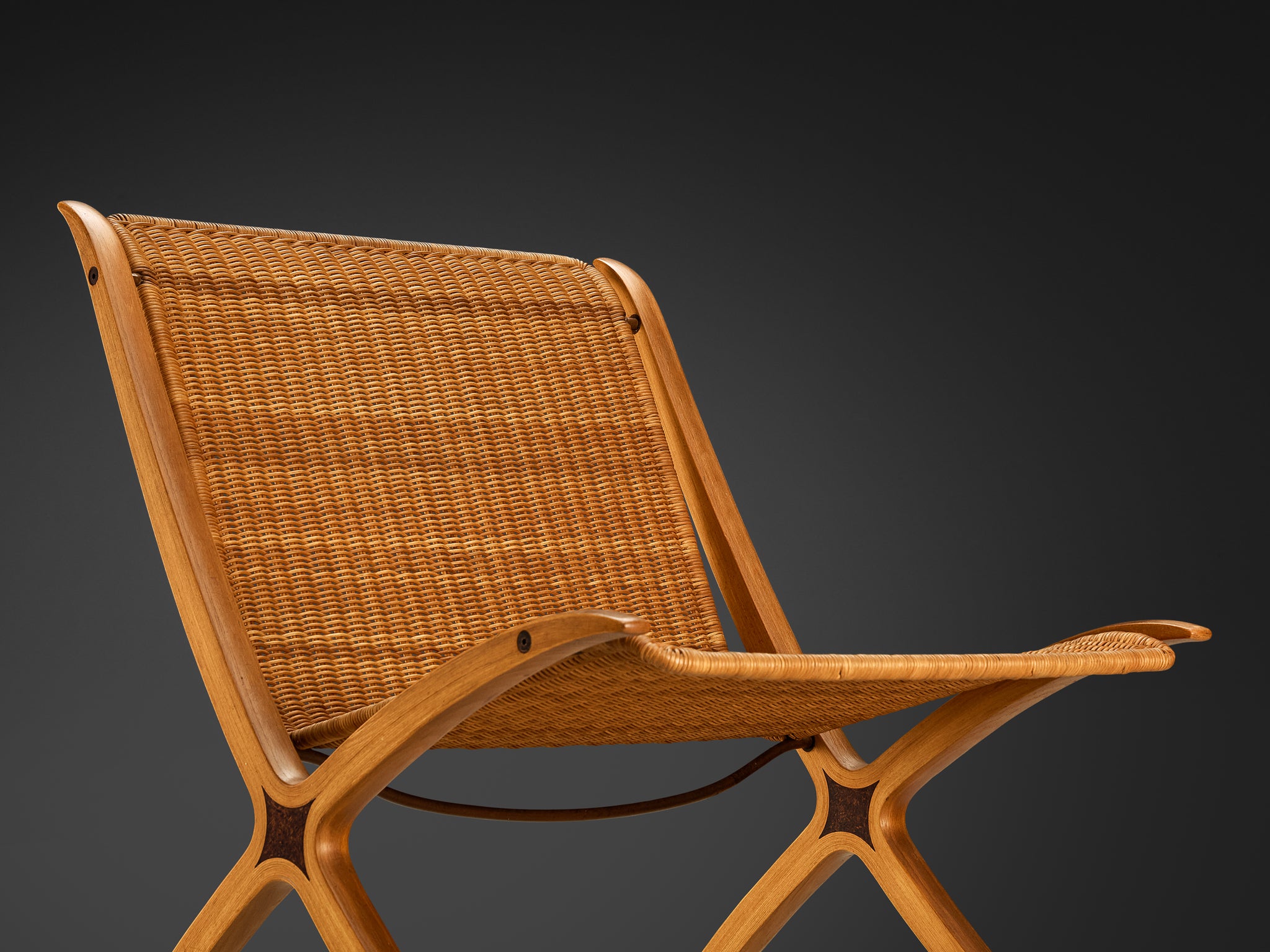 Peter Hvidt & Orla Mølgaard Nielsen 'X' Slipper Chair in Cane