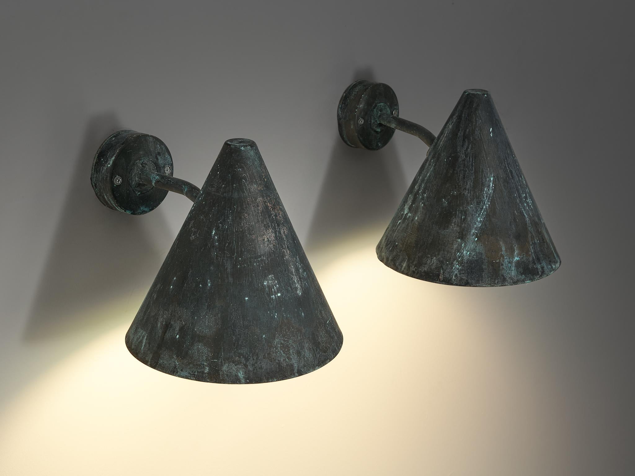 Hans-Agne Jakobsson 'Tratten' Wall Lights in Patinated Copper lighting Morentz