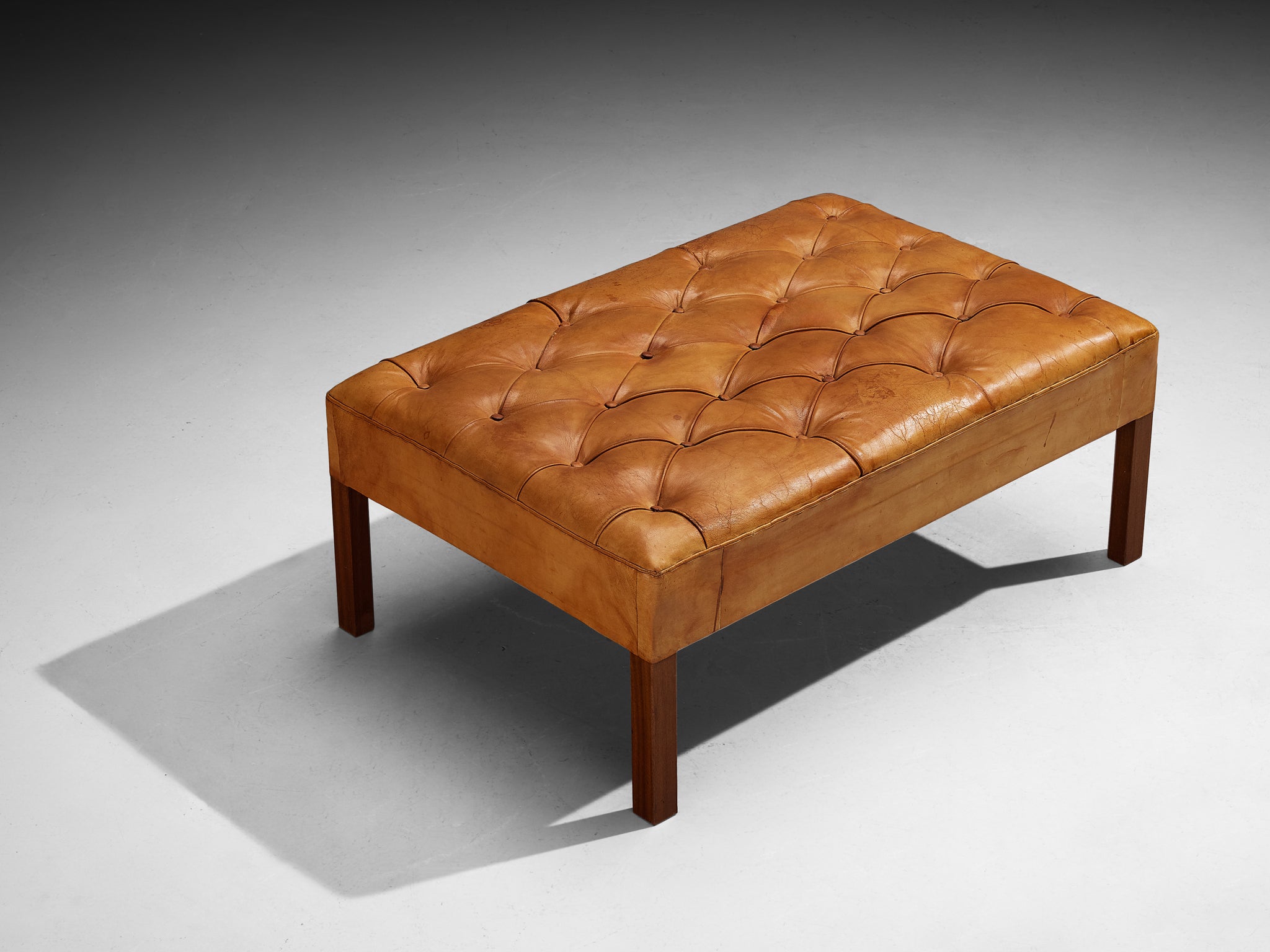 Kaare Klint for Rud. Rasmussens Snedkerier '4698' Sofa with Ottoman in Cognac Leather and Mahogany Seating Morentz