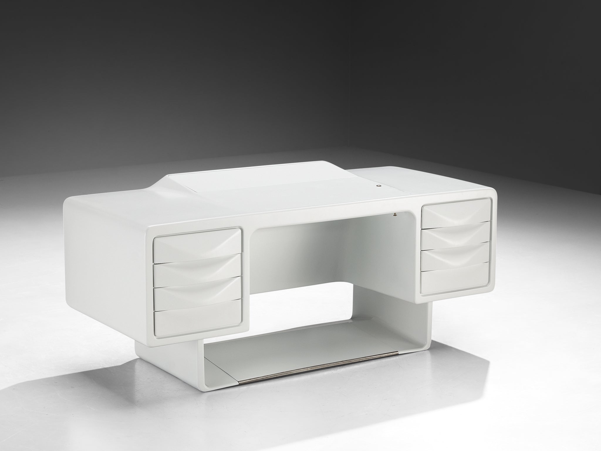 Ernest Igl for Wilhelm Werndl 'Directors' Writing Desk in White Polyurethane Tables Morentz