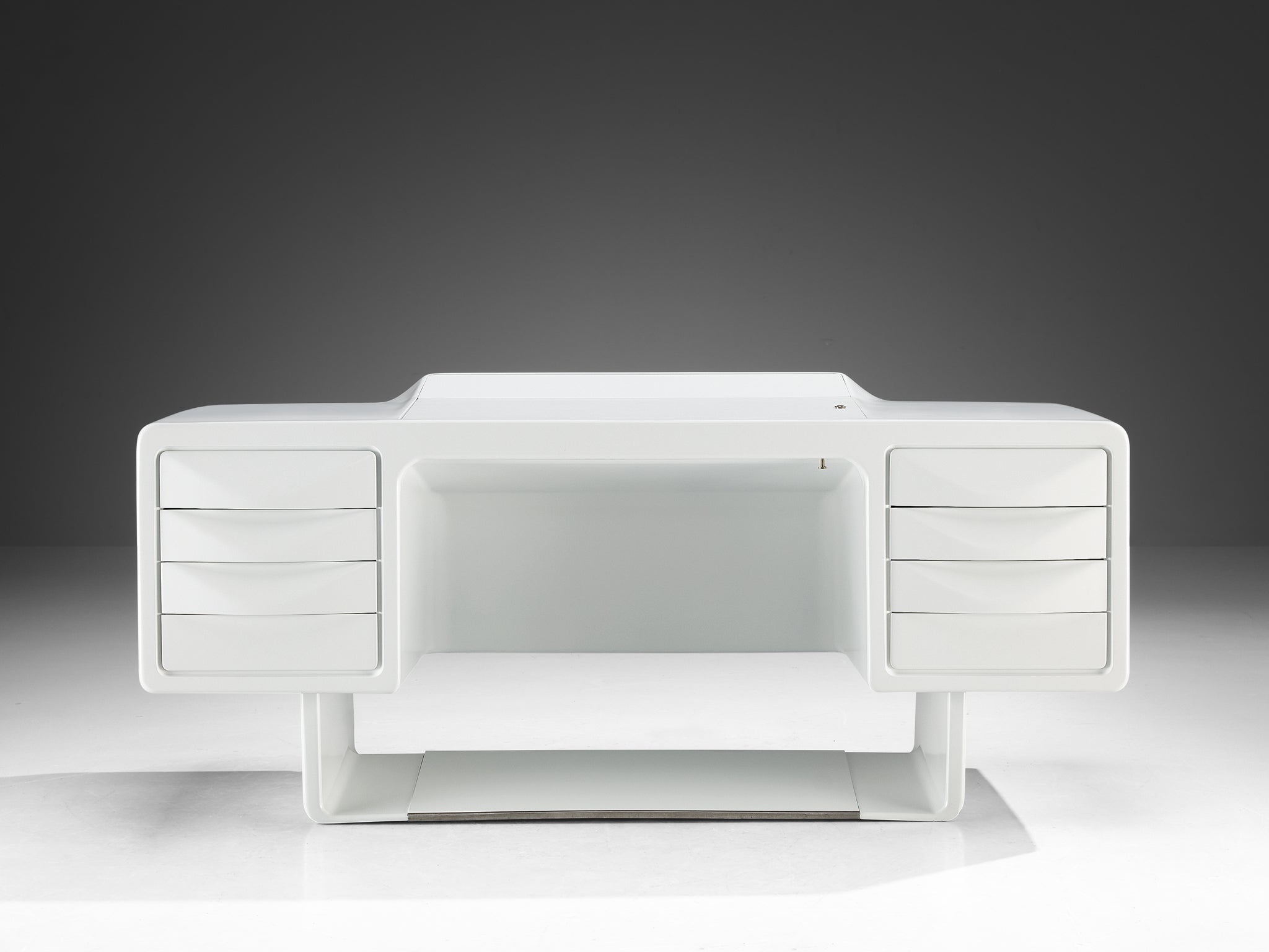 Ernest Igl for Wilhelm Werndl 'Directors' Writing Desk in White Polyurethane Tables Morentz