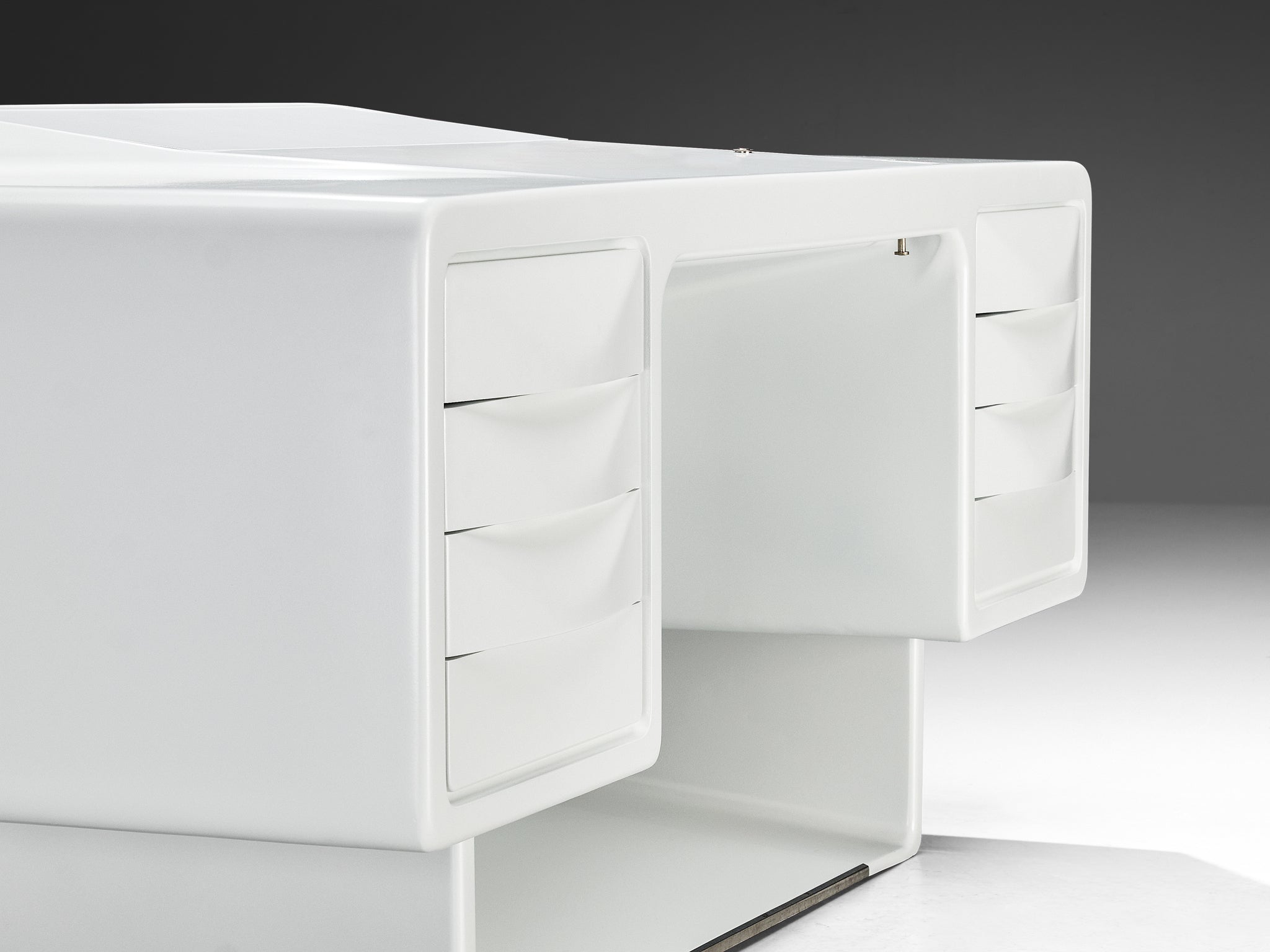 Ernest Igl for Wilhelm Werndl 'Directors' Writing Desk in White Polyurethane Tables Morentz