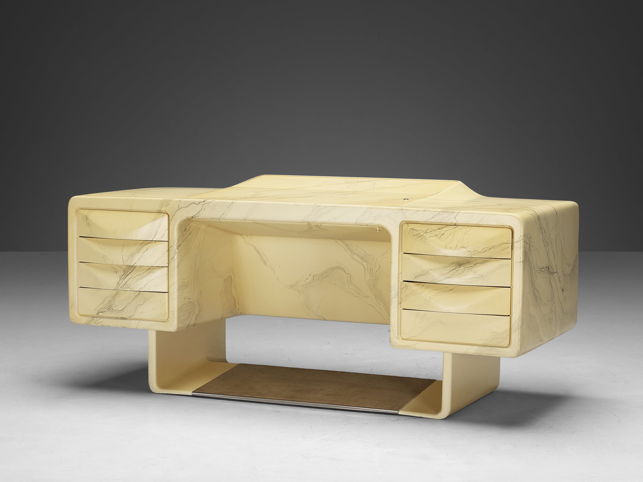 Ernest Igl for Wilhelm Werndl Directors Desk in Marble Look Tables Morentz