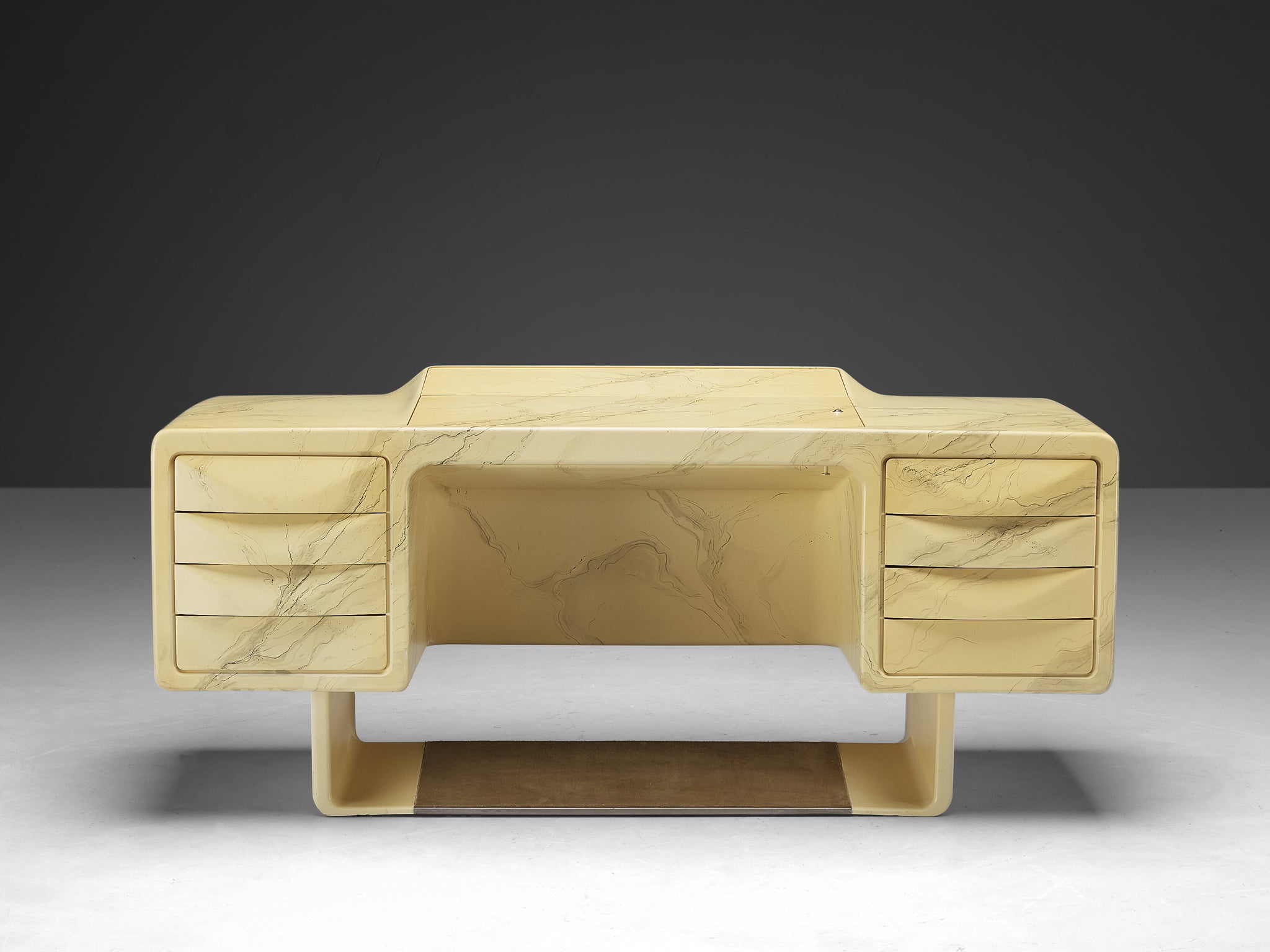Ernest Igl for Wilhelm Werndl Directors Desk in Marble Look Tables Morentz