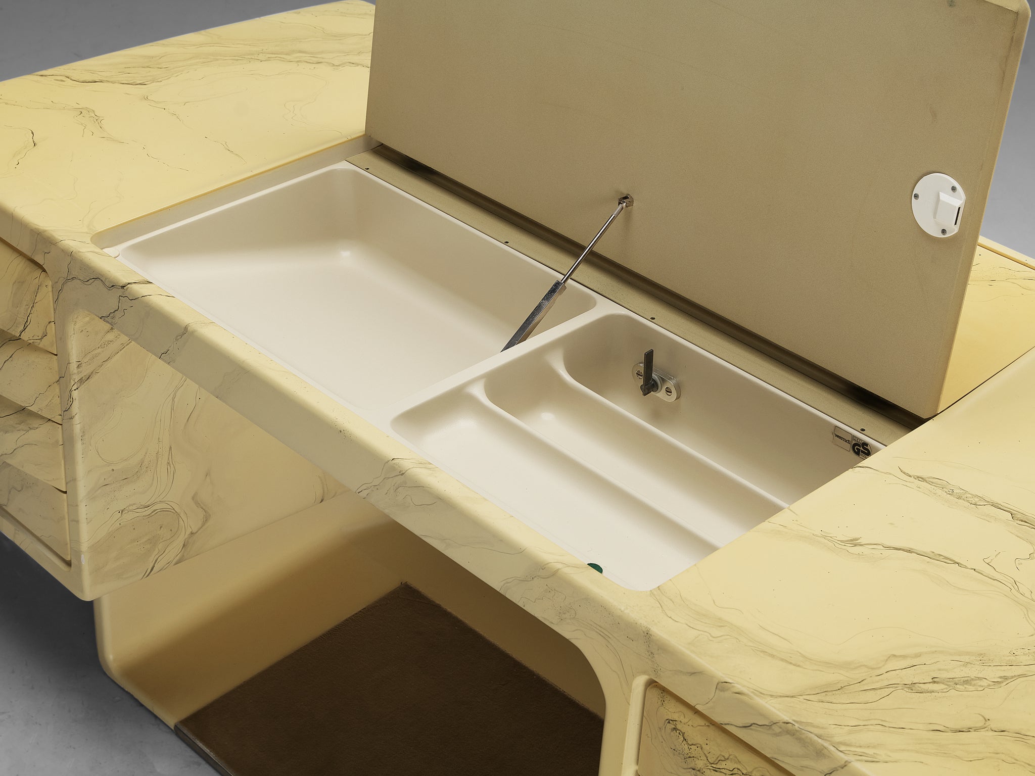Ernest Igl for Wilhelm Werndl Directors Desk in Marble Look Tables Morentz