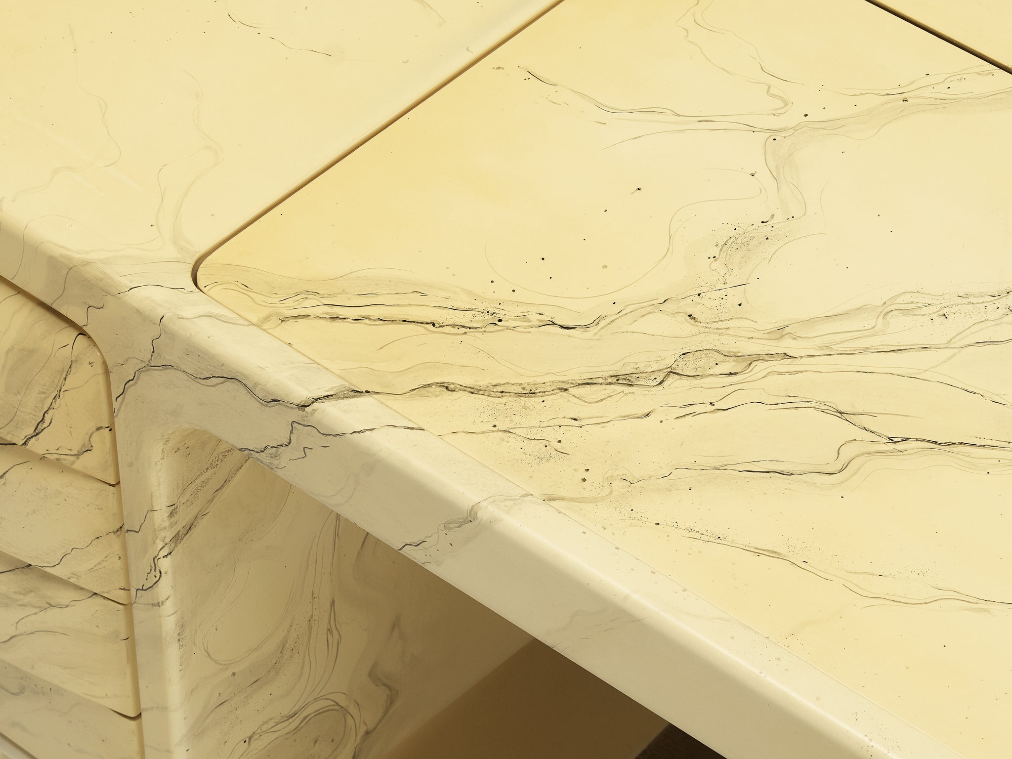 Ernest Igl for Wilhelm Werndl Directors Desk in Marble Look Tables Morentz