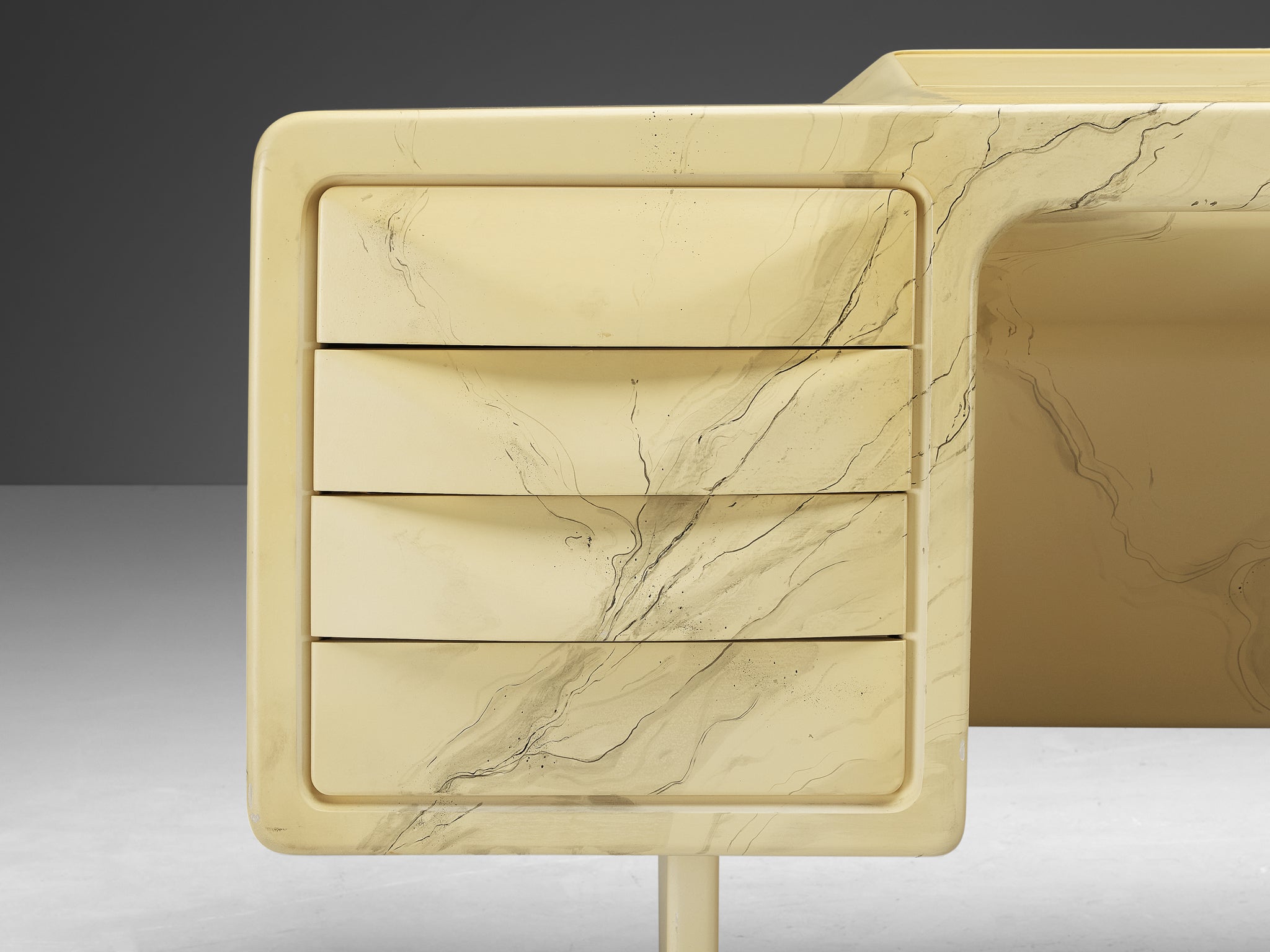 Ernest Igl for Wilhelm Werndl Directors Desk in Marble Look Tables Morentz