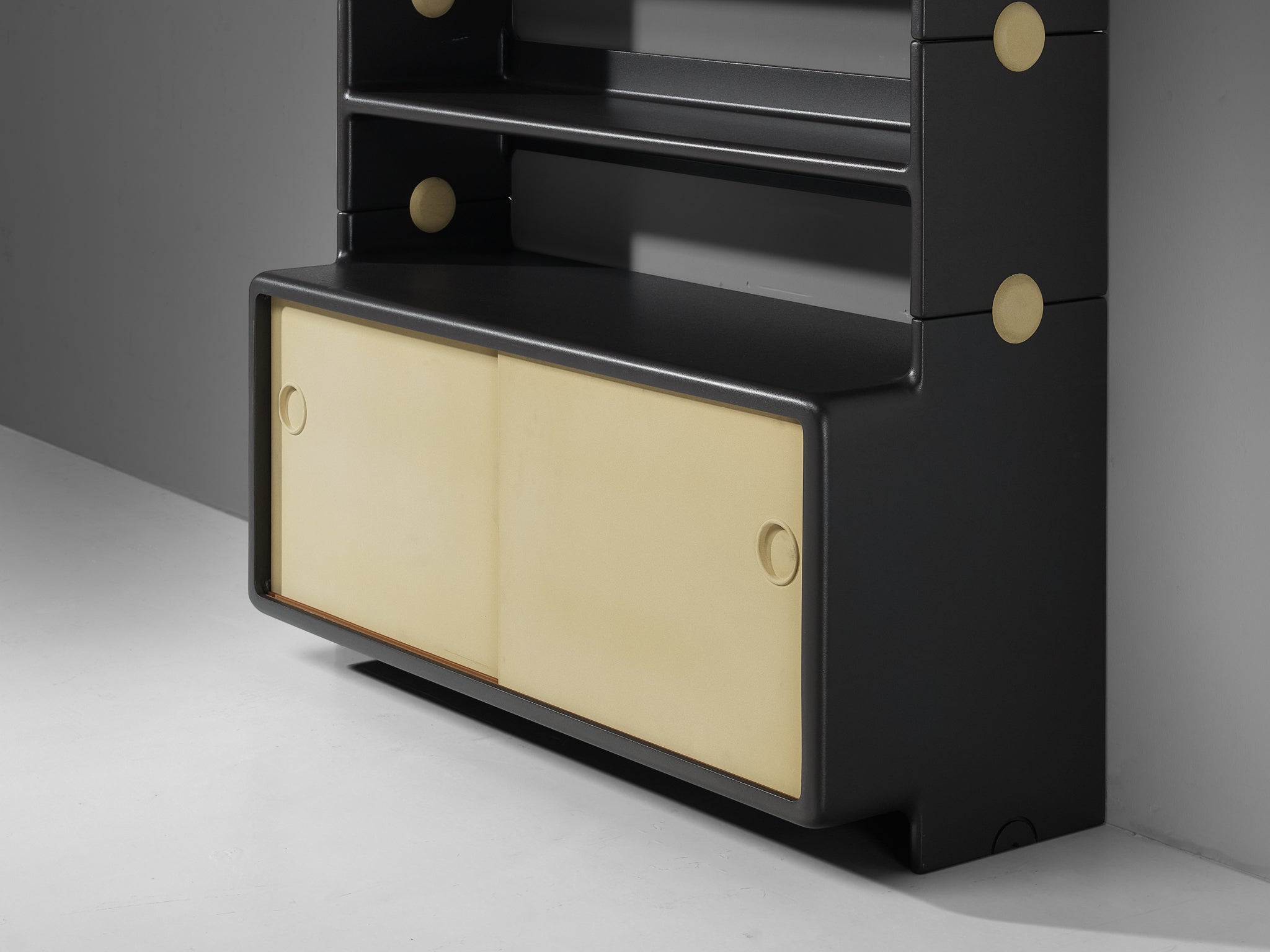 Ernest Igl for Wilhelm Werndl Shelving Cabinet in Black and Beige Fiberglass Case pieces and storage cabinets Morentz