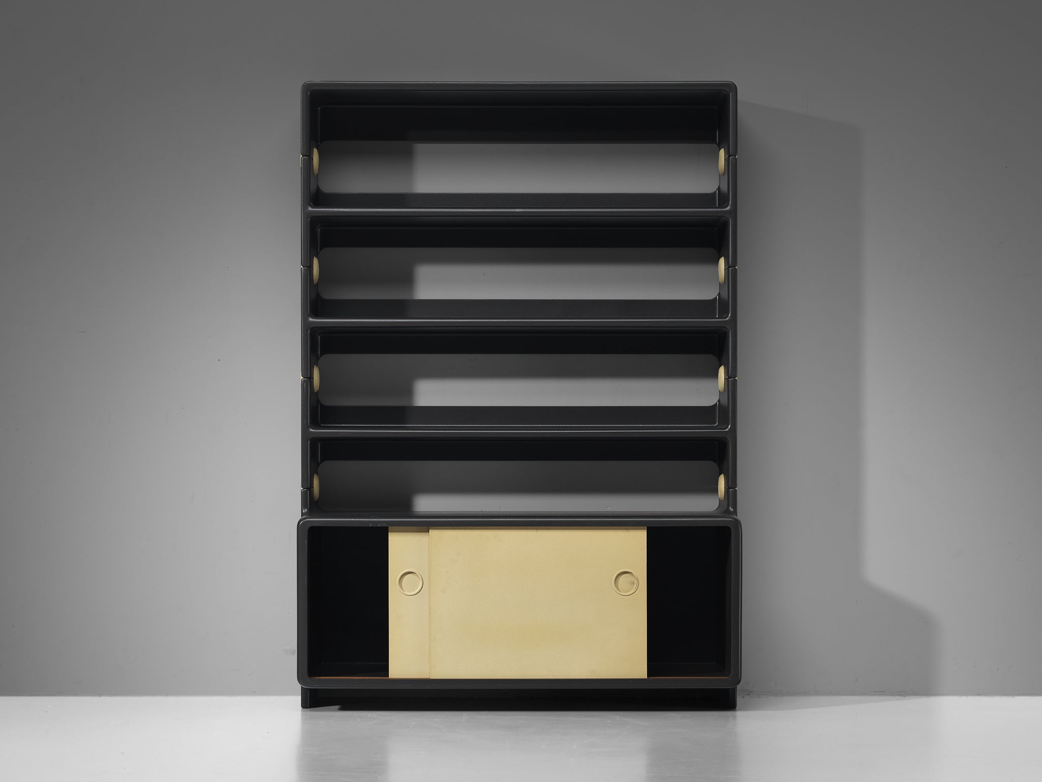 Ernest Igl for Wilhelm Werndl Shelving Cabinet in Black and Beige Fiberglass Case pieces and storage cabinets Morentz